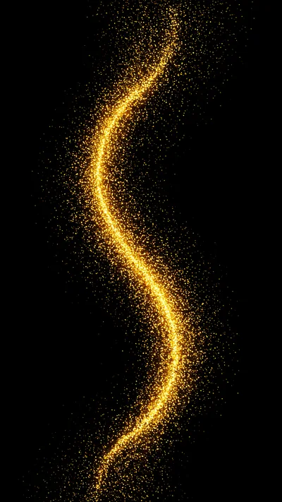 Golden Glitter Particles Flowing In A Wavy Path