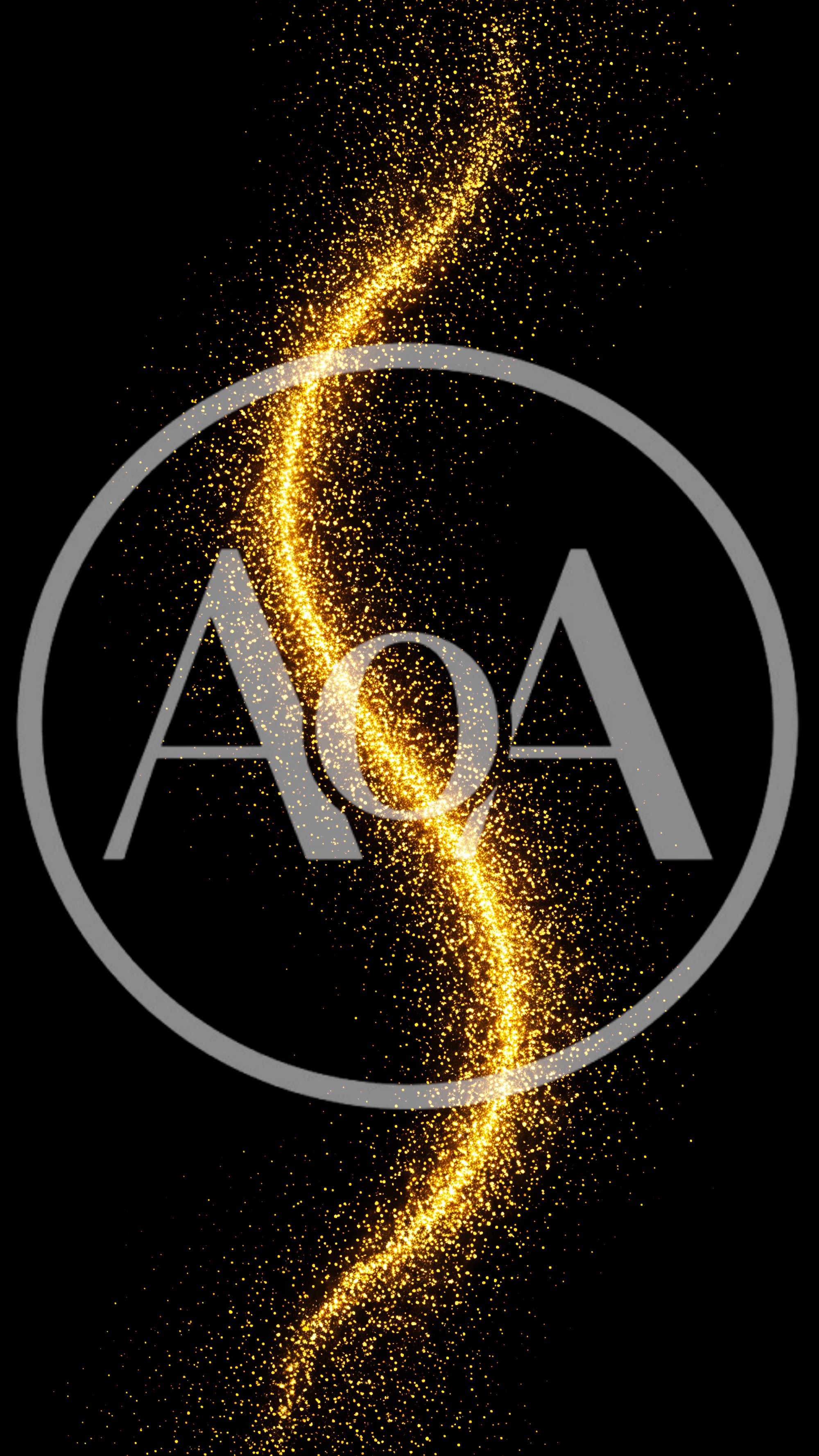 Golden Glitter Particles Flowing In A Wavy Path