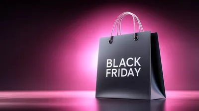 Black Friday Shopping Bag On Pink Background