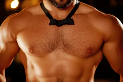 Muscular Man Wearing A Bow Tie