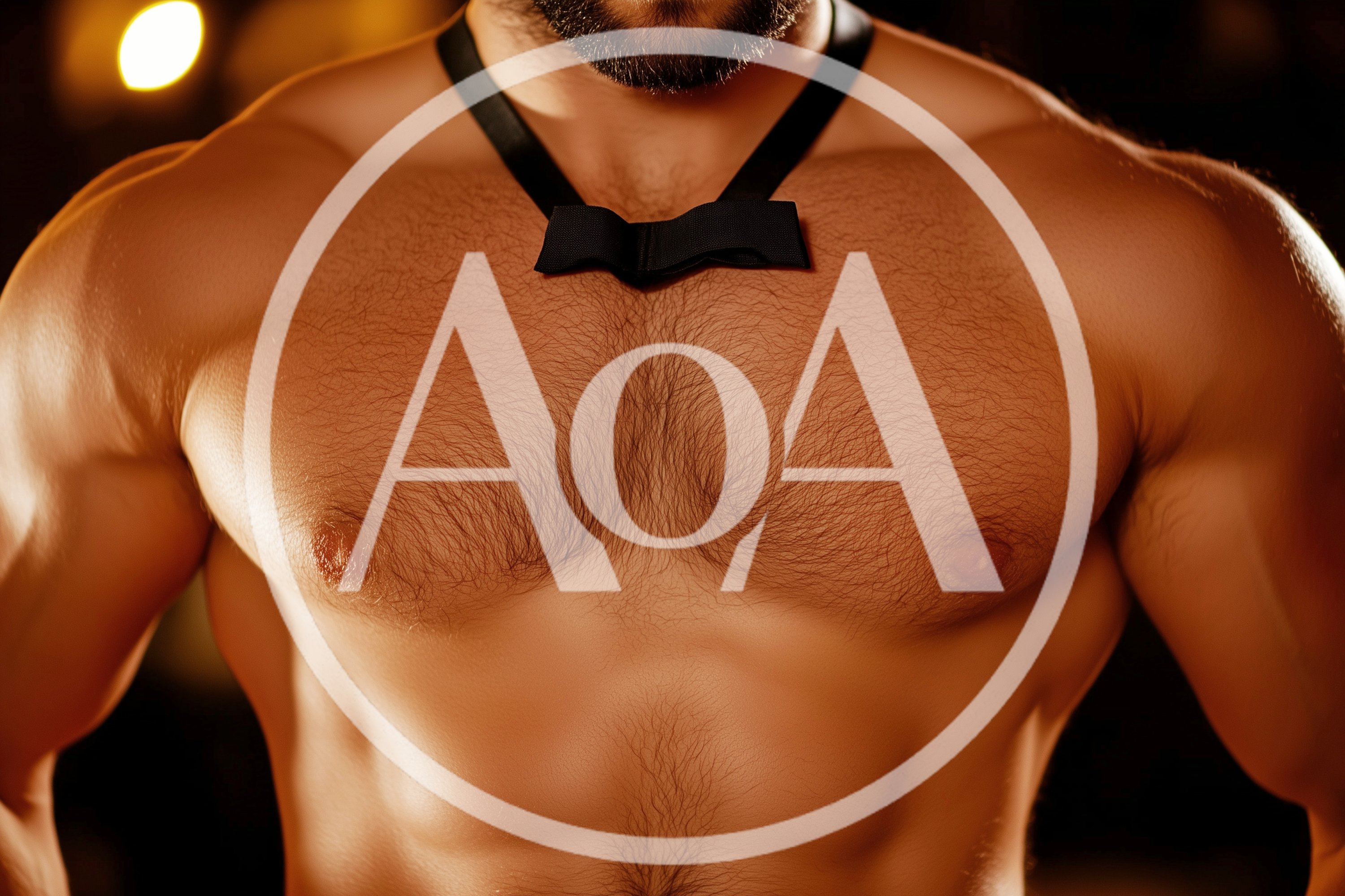Muscular Man Wearing A Bow Tie