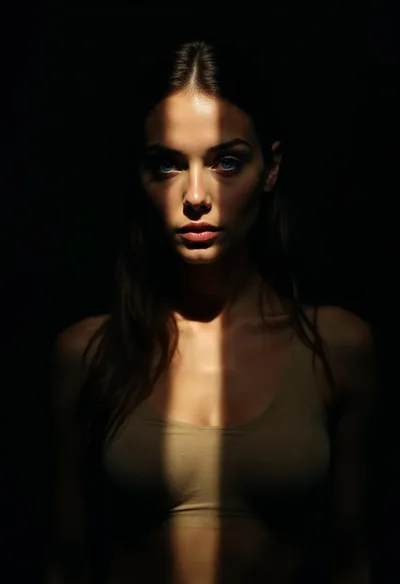 Portrait Of A Woman With Dramatic Chiaroscuro Lighting