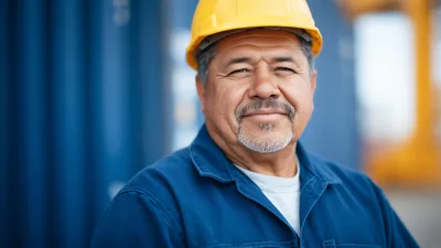 Portrait Of A Mature Hispanic Dock Worker