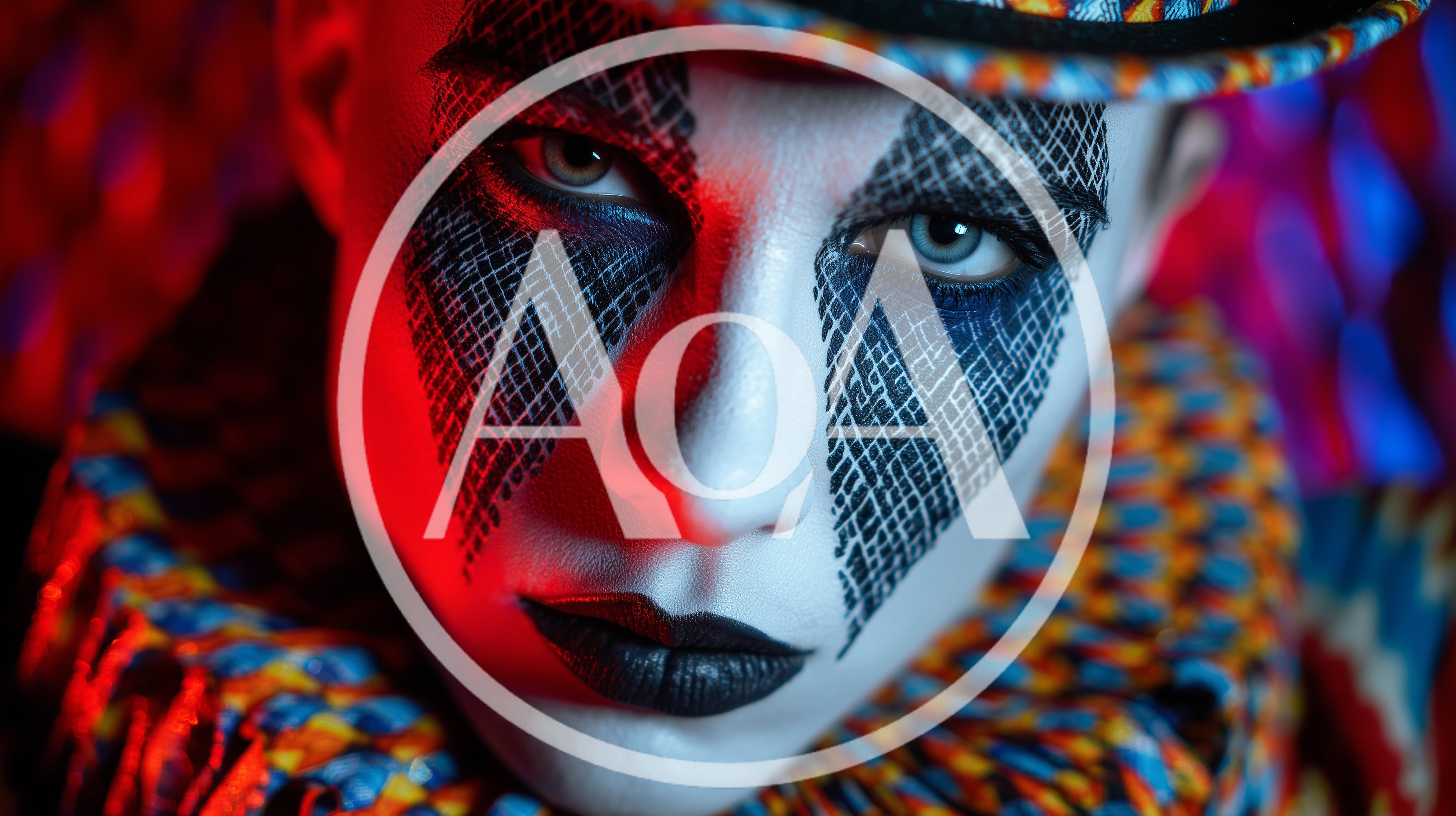 Close Up Portrait Of A Person In Clown Makeup