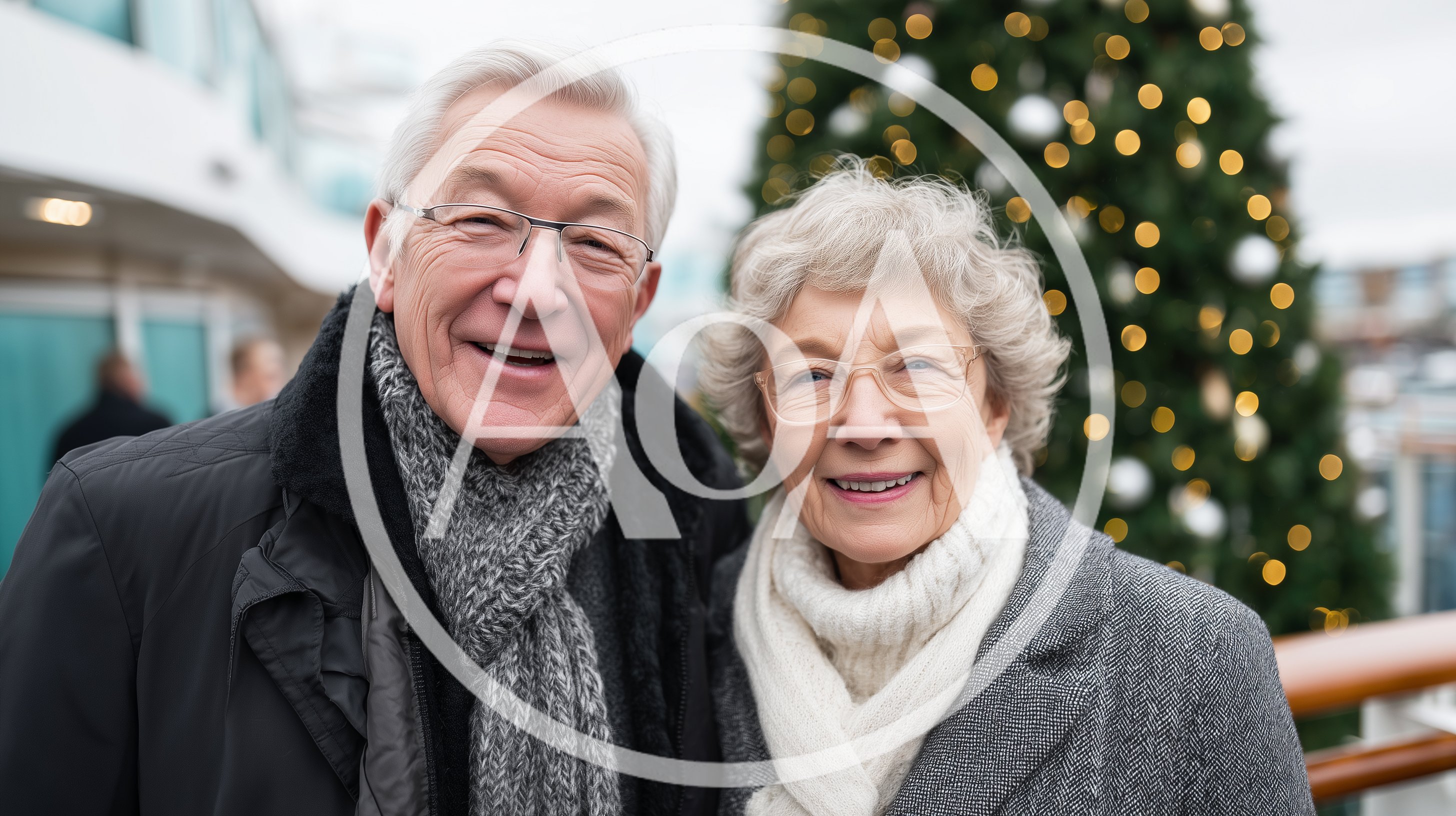 Happy Senior Couple Posing Near Christmas Tree