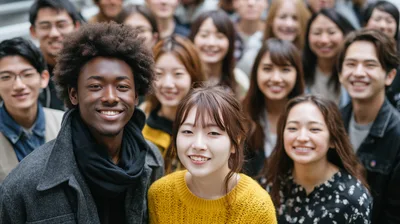 Diverse Group Of Young Adults Smiling Together