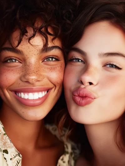 Two Diverse Young Women Posing Together