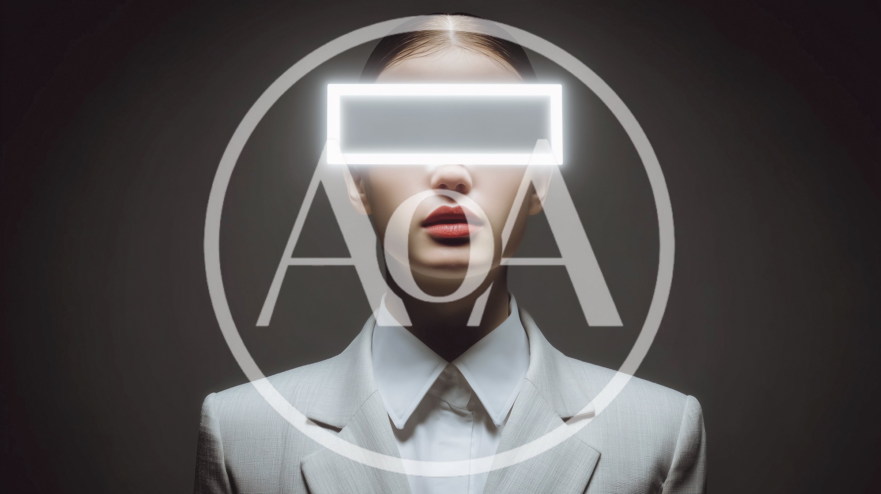 Portrait Of A Woman With A Glowing Neon Visor