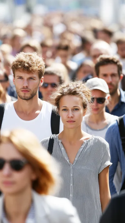 Diverse Group Of People Walking Through A Busy City