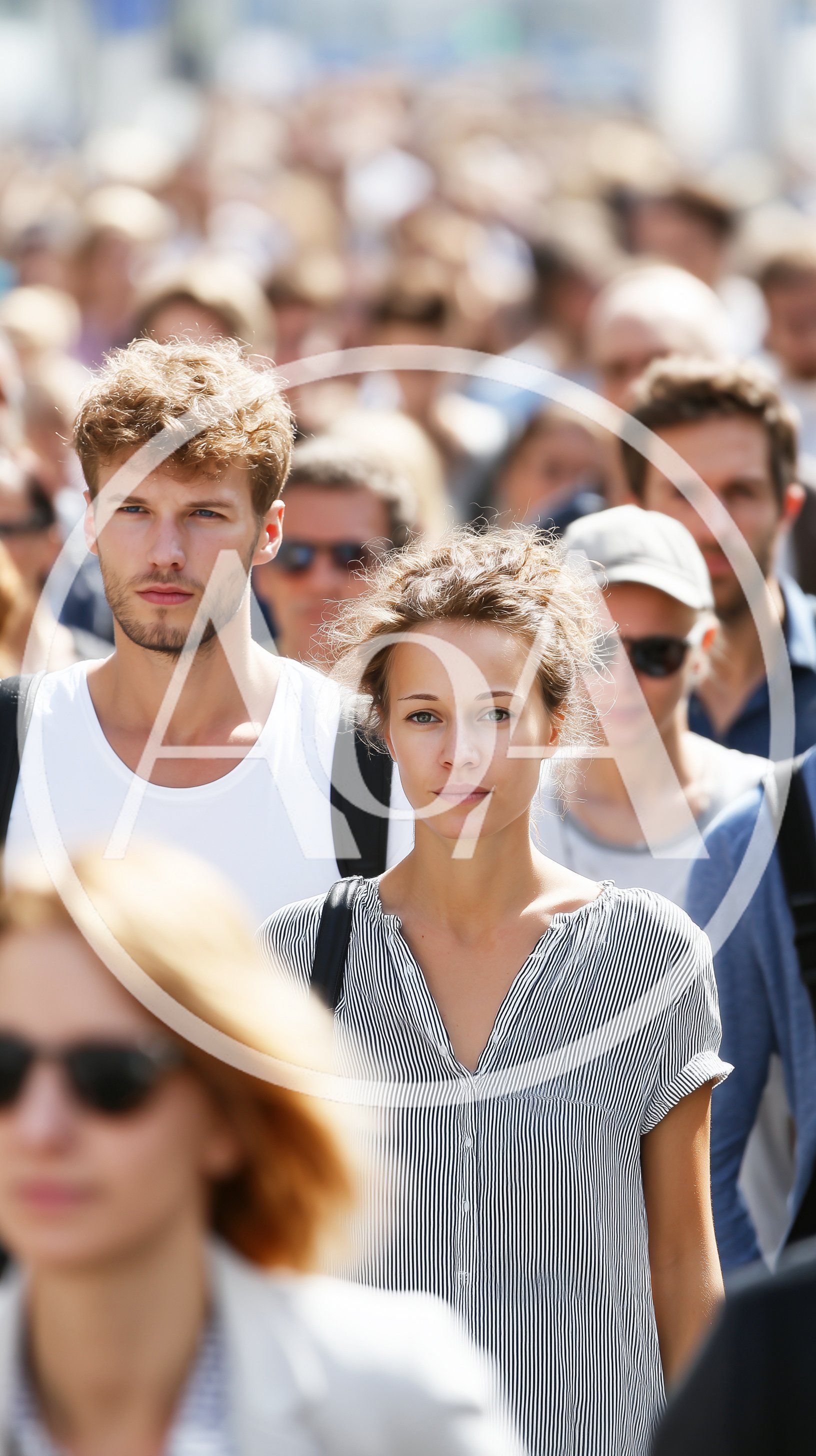 Diverse Group Of People Walking Through A Busy City