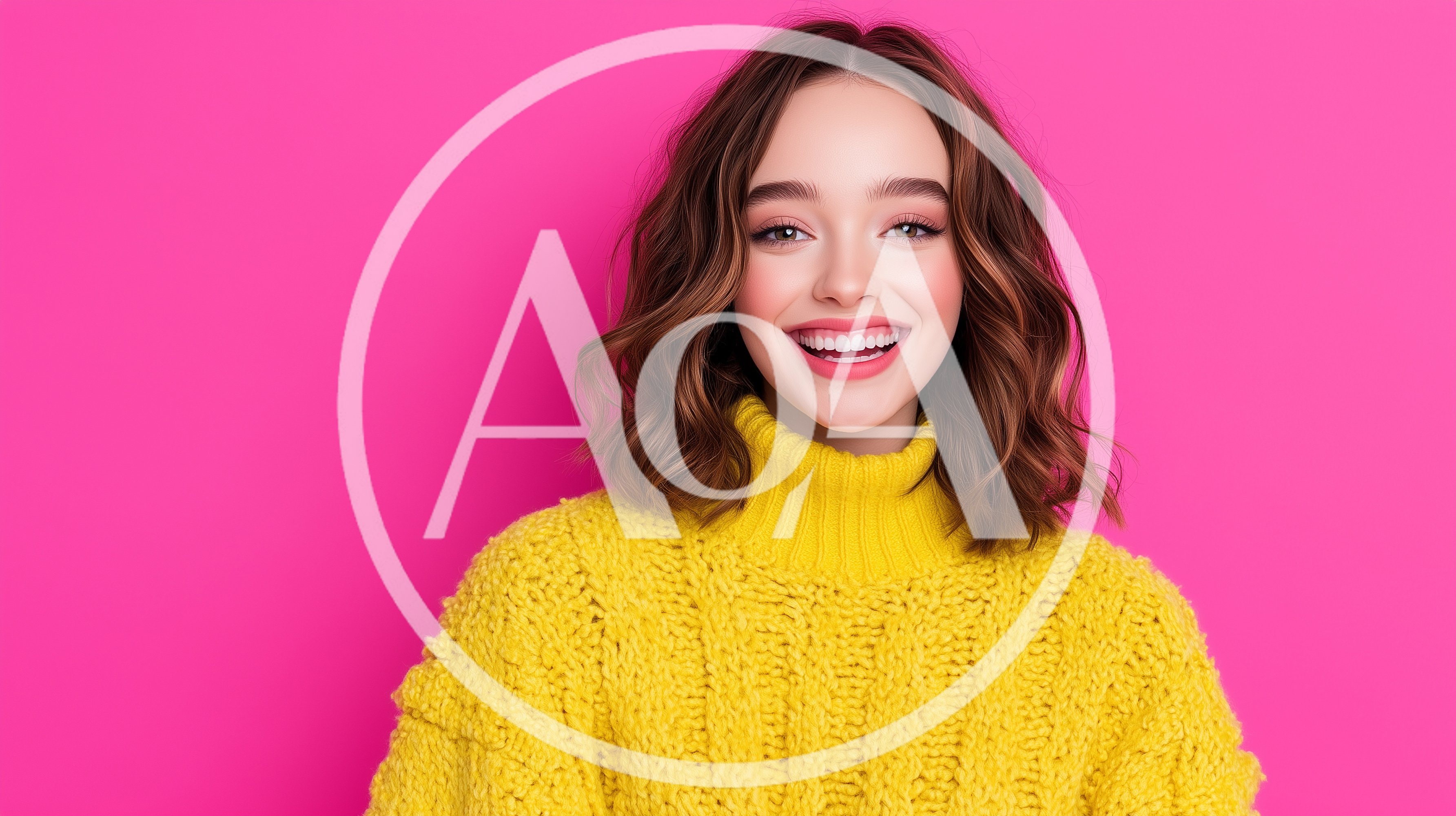 Portrait Of A Smiling Young Woman In Yellow Sweater