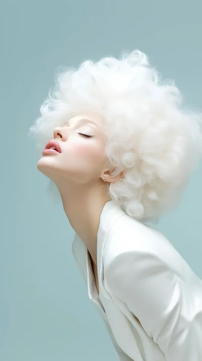 Portrait Of A Woman With White Afro Hair