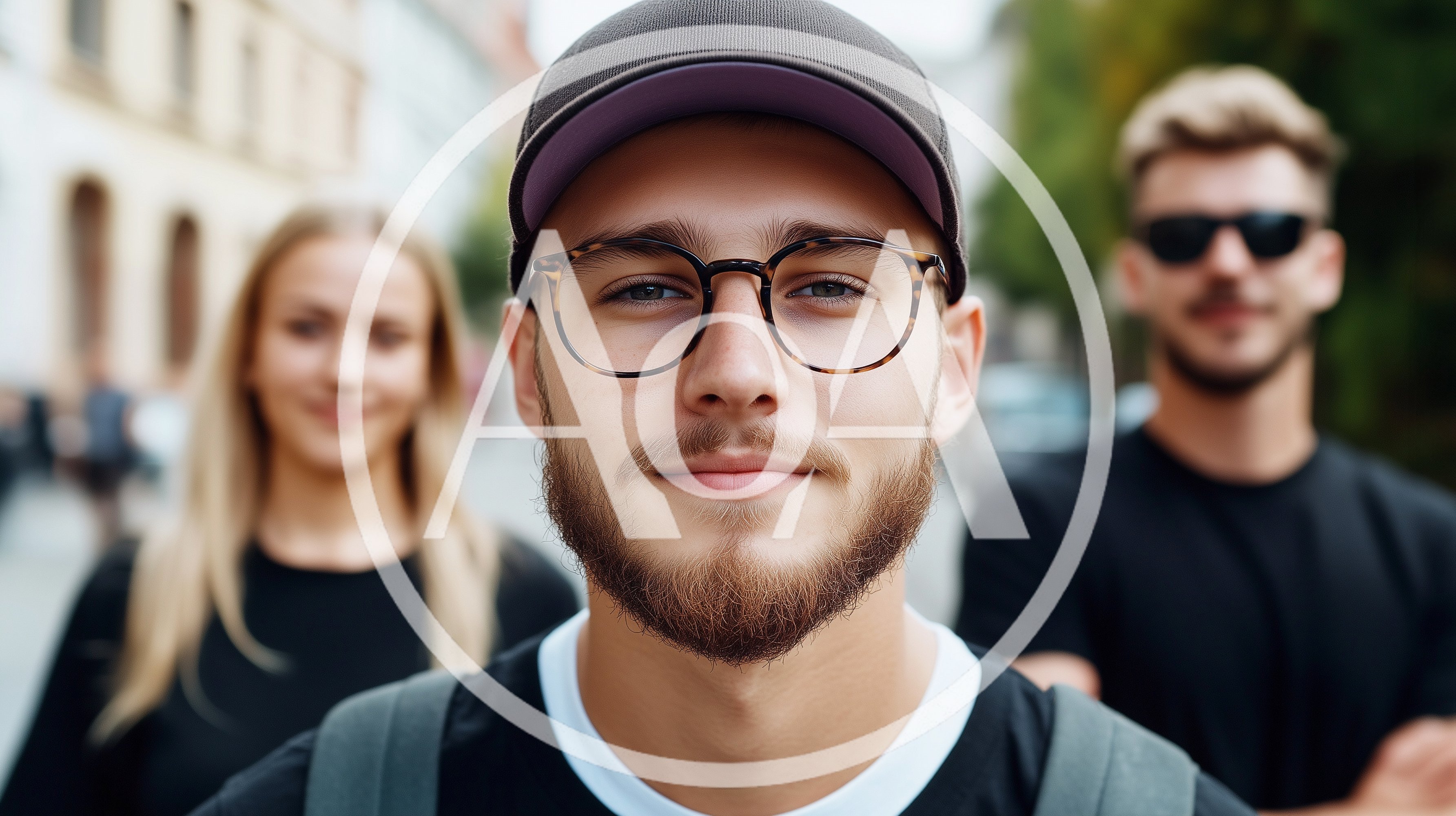 Young Man Wearing Glasses and Cap Outdoors