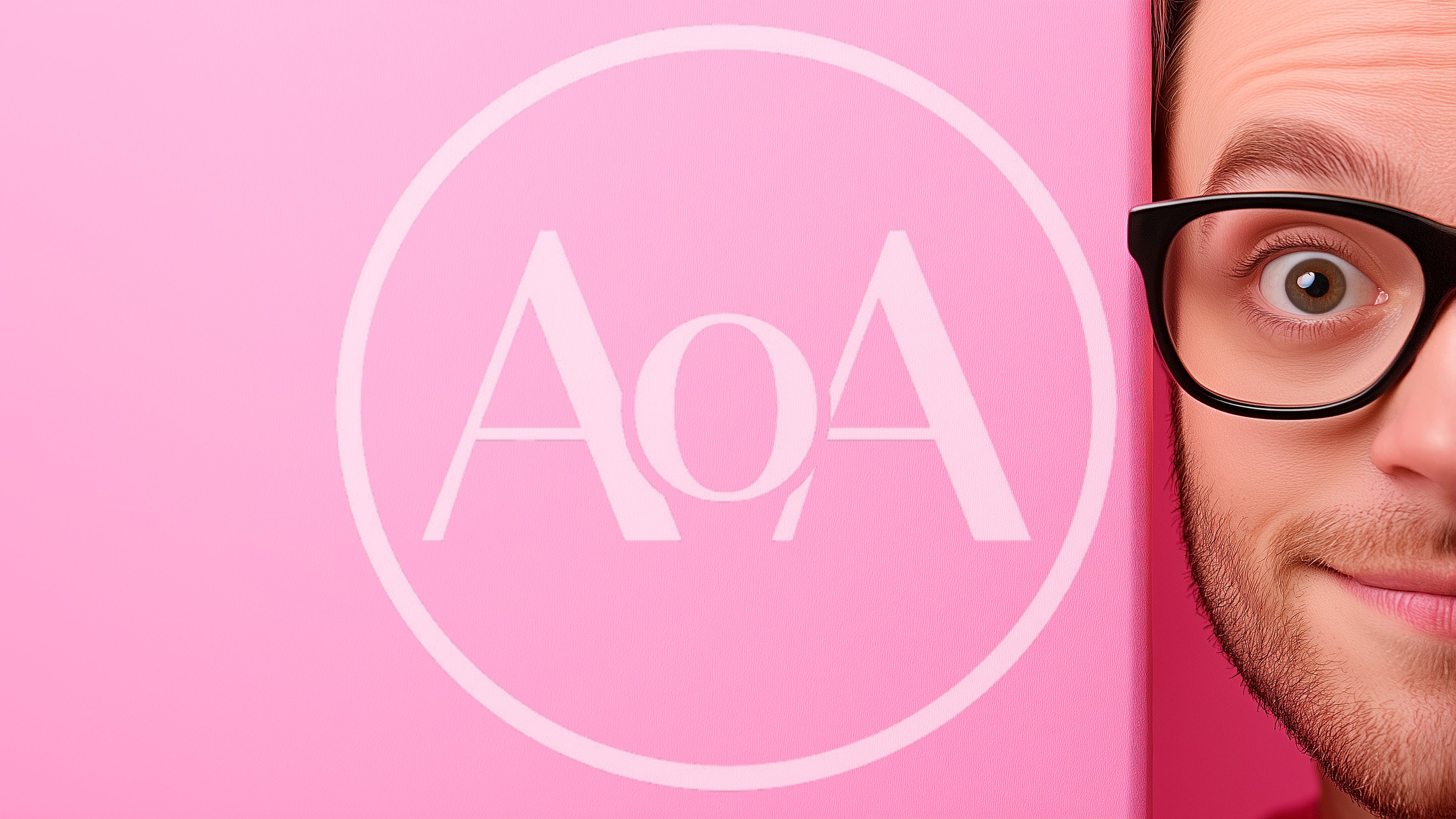 Man Peeking From Behind A Pink Wall
