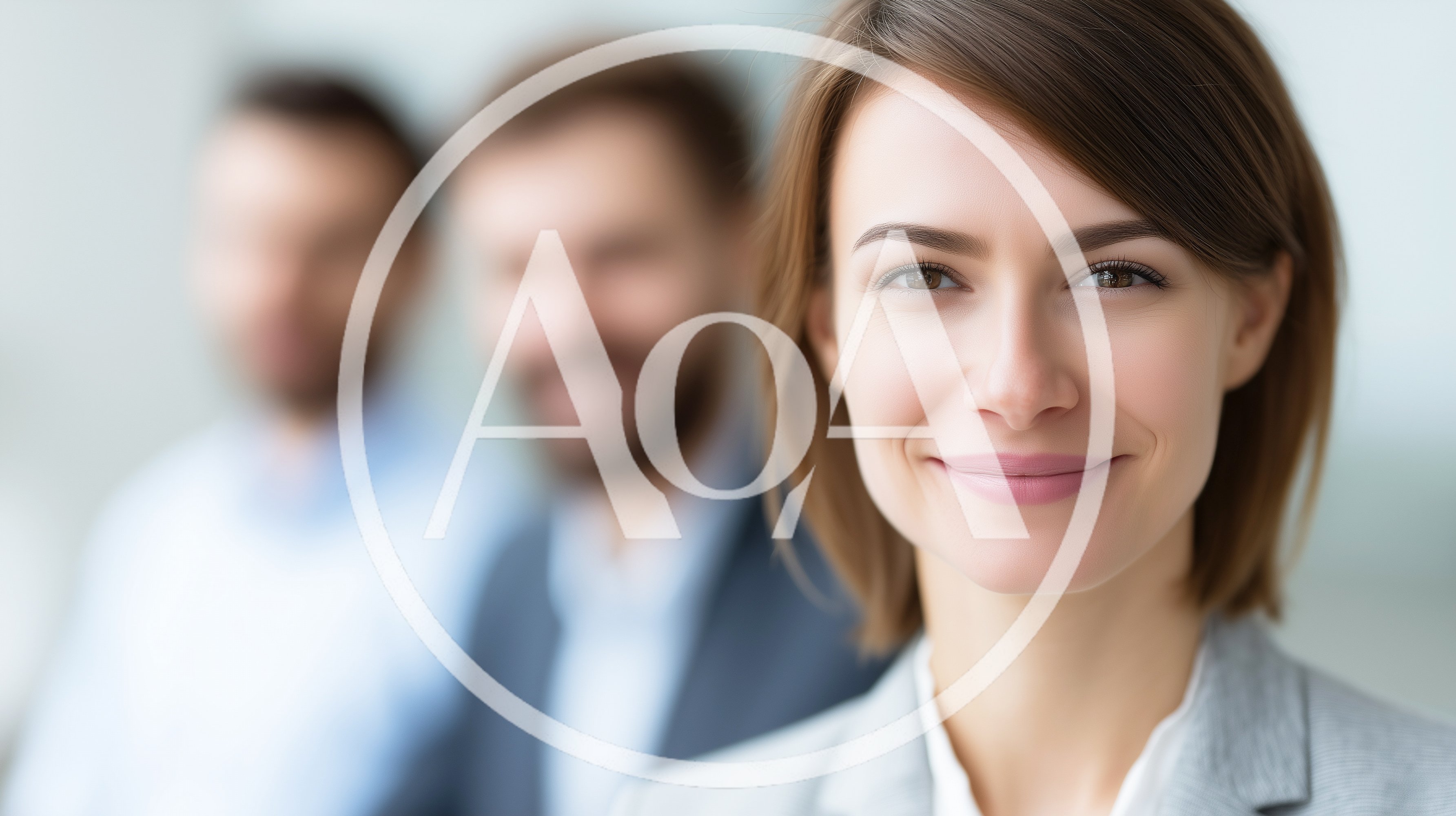 Professional Businesswoman Smiling In Office With Colleagues