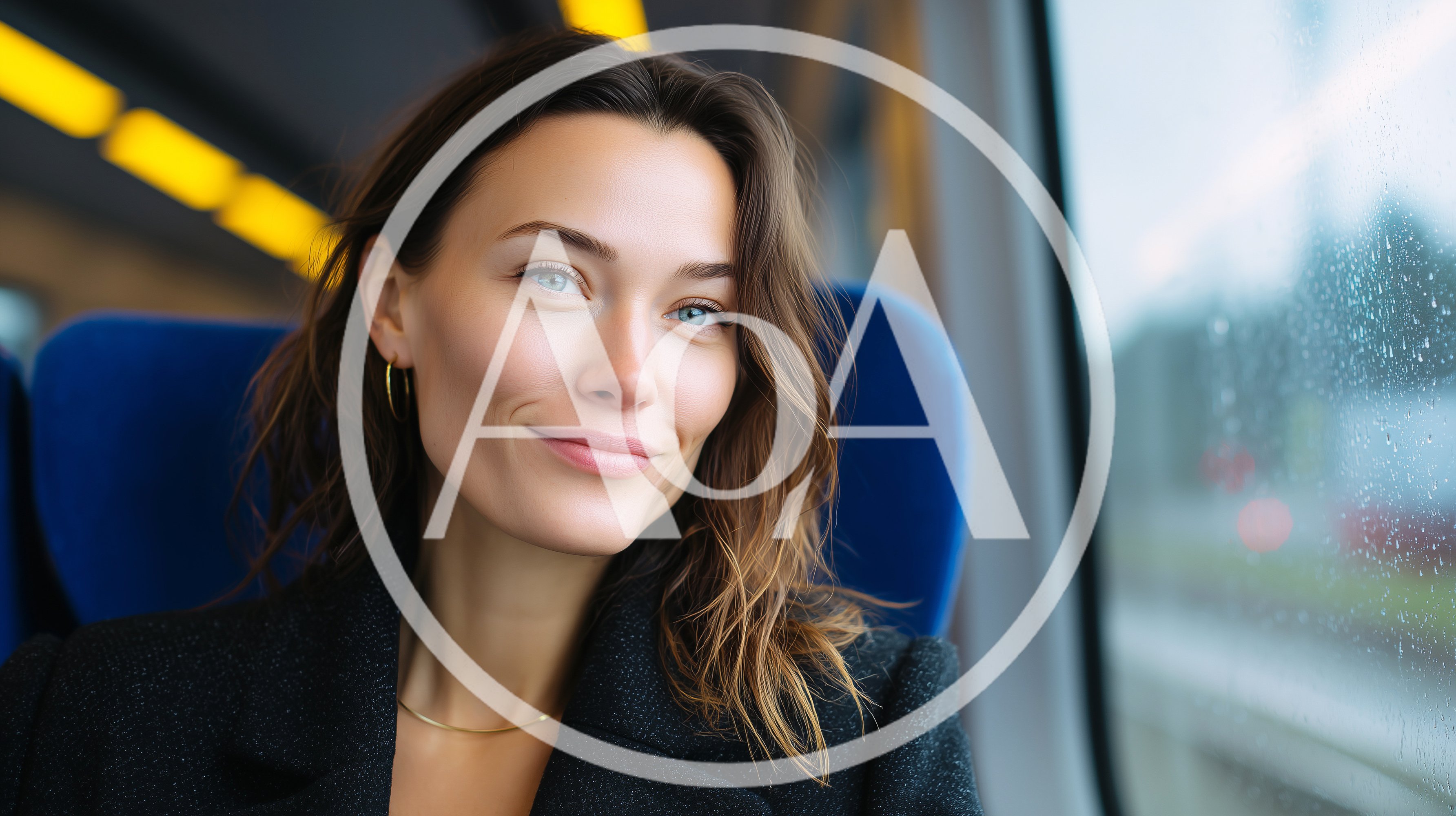 Young Woman Smiling While Traveling On A Train