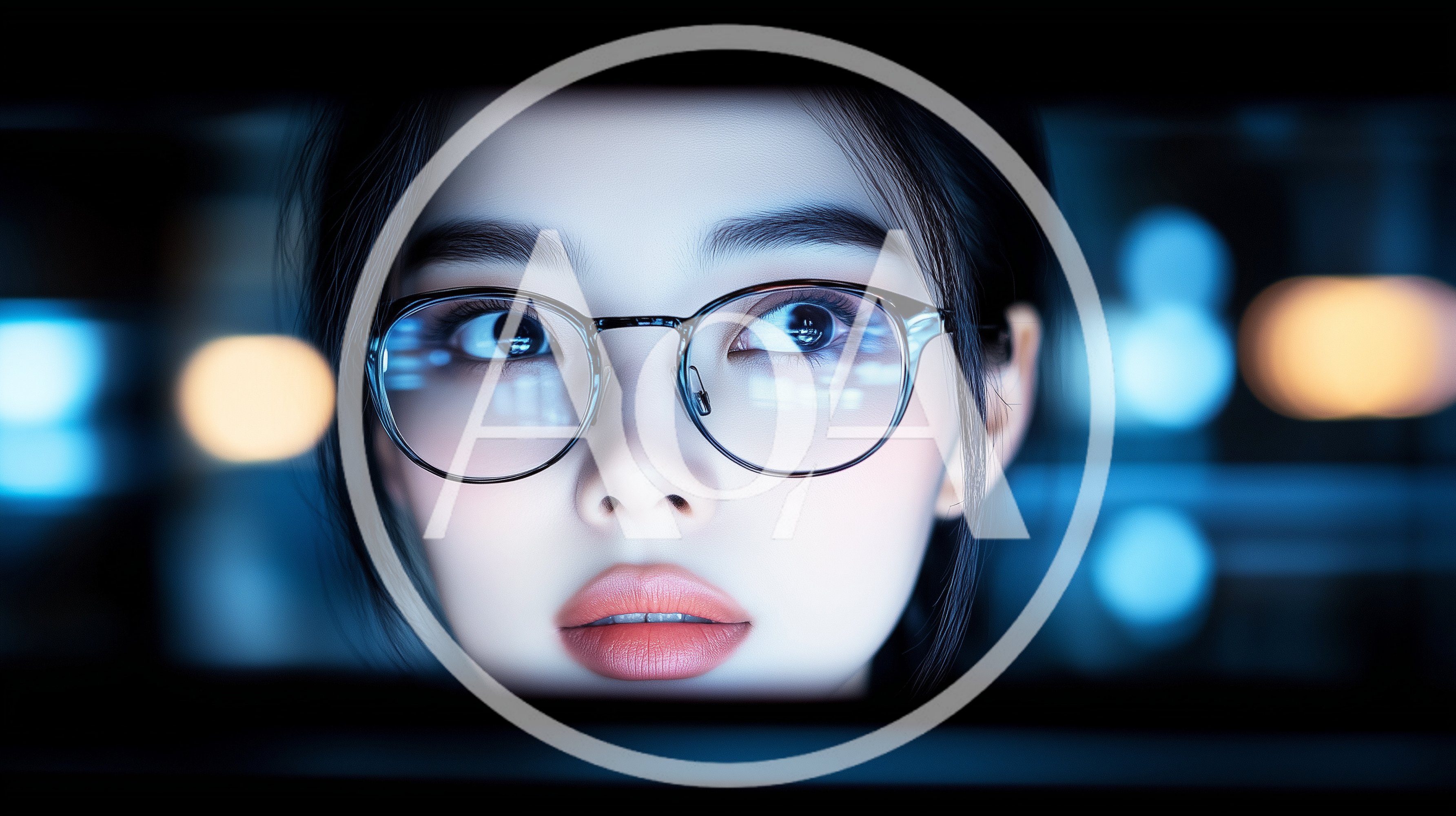 Young Woman Looking At Digital Screen With Glasses