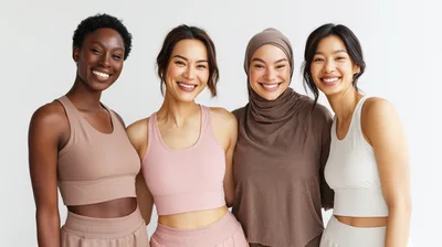 Diverse Group of Women Smiling in Activewear