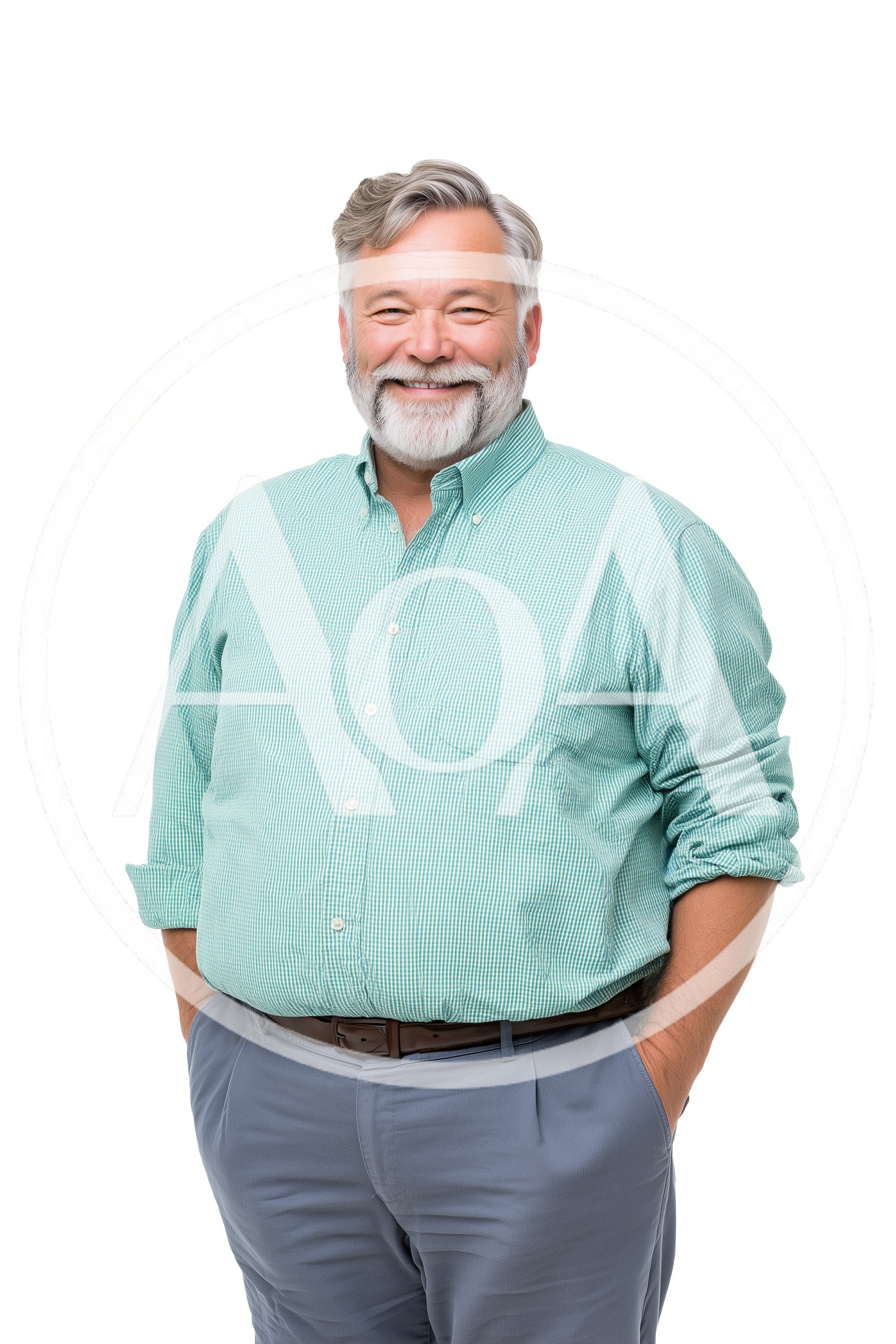 Smiling Mature Man Standing With Hands In Pockets