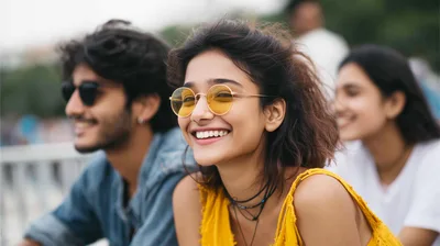 Young Friends Smiling Outdoors During A Sunny Day