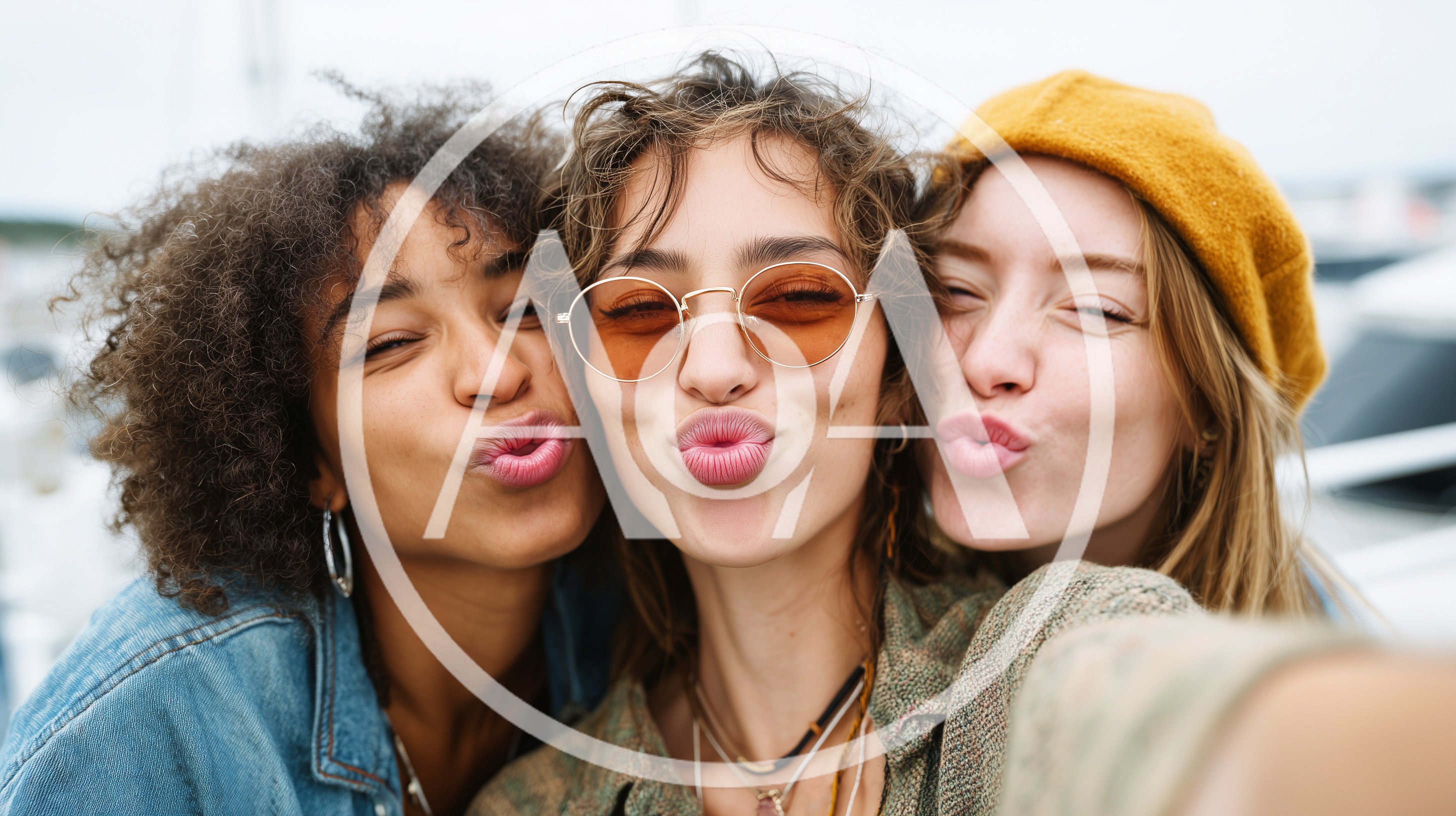Three Diverse Female Friends Taking A Selfie