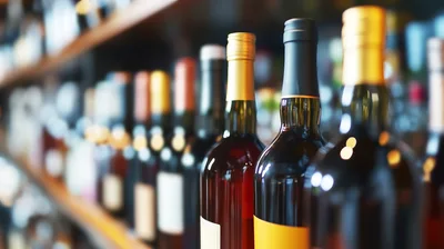 Rows Of Wine Bottles On A Store Shelf