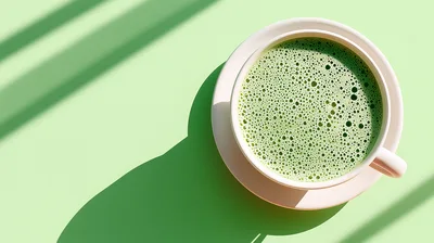 Top View Of A Cup Of Matcha Latte