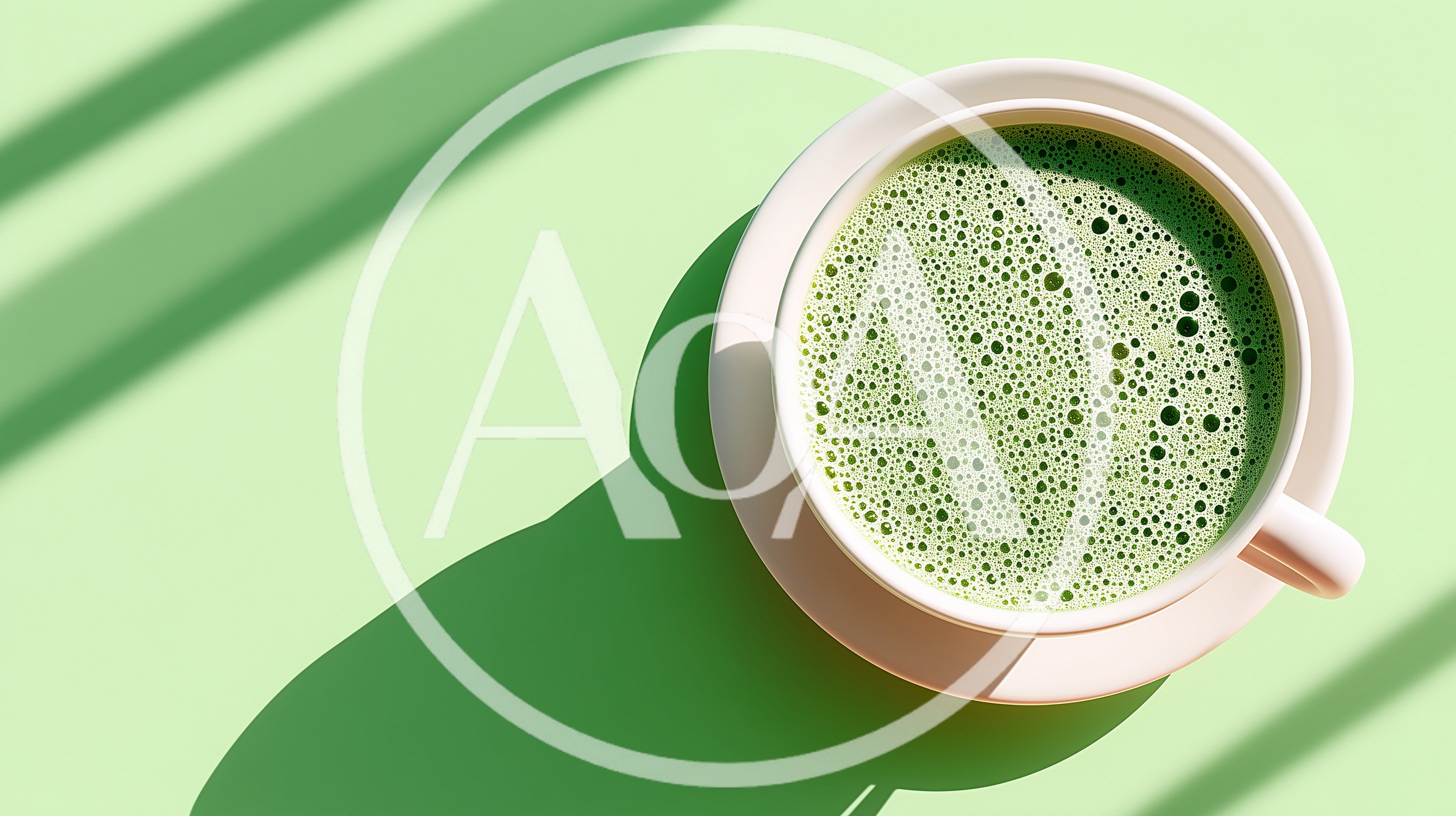 Top View Of A Cup Of Matcha Latte