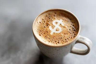 Coffee Cup With Dollar Sign Latte Art