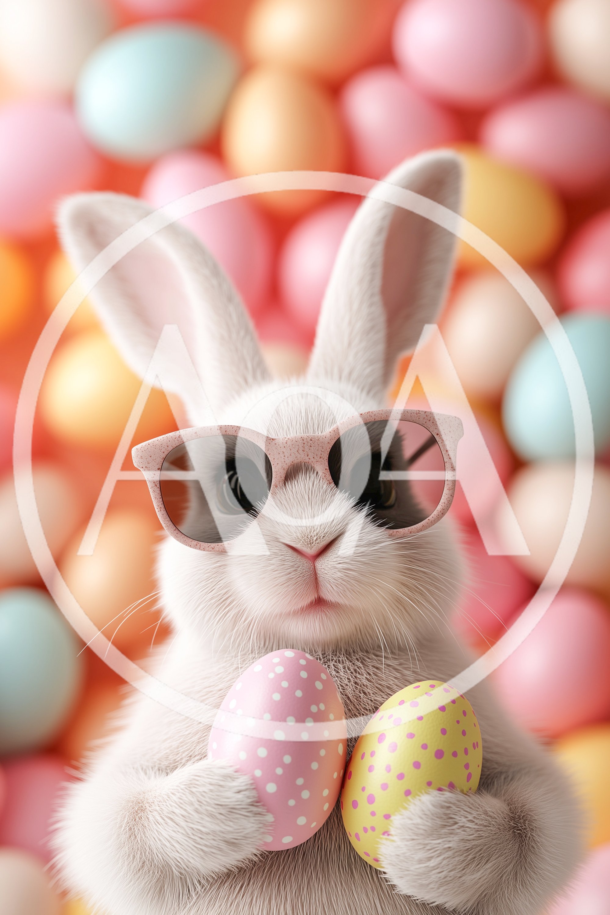 Cute White Easter Bunny Wearing Pink Sunglasses