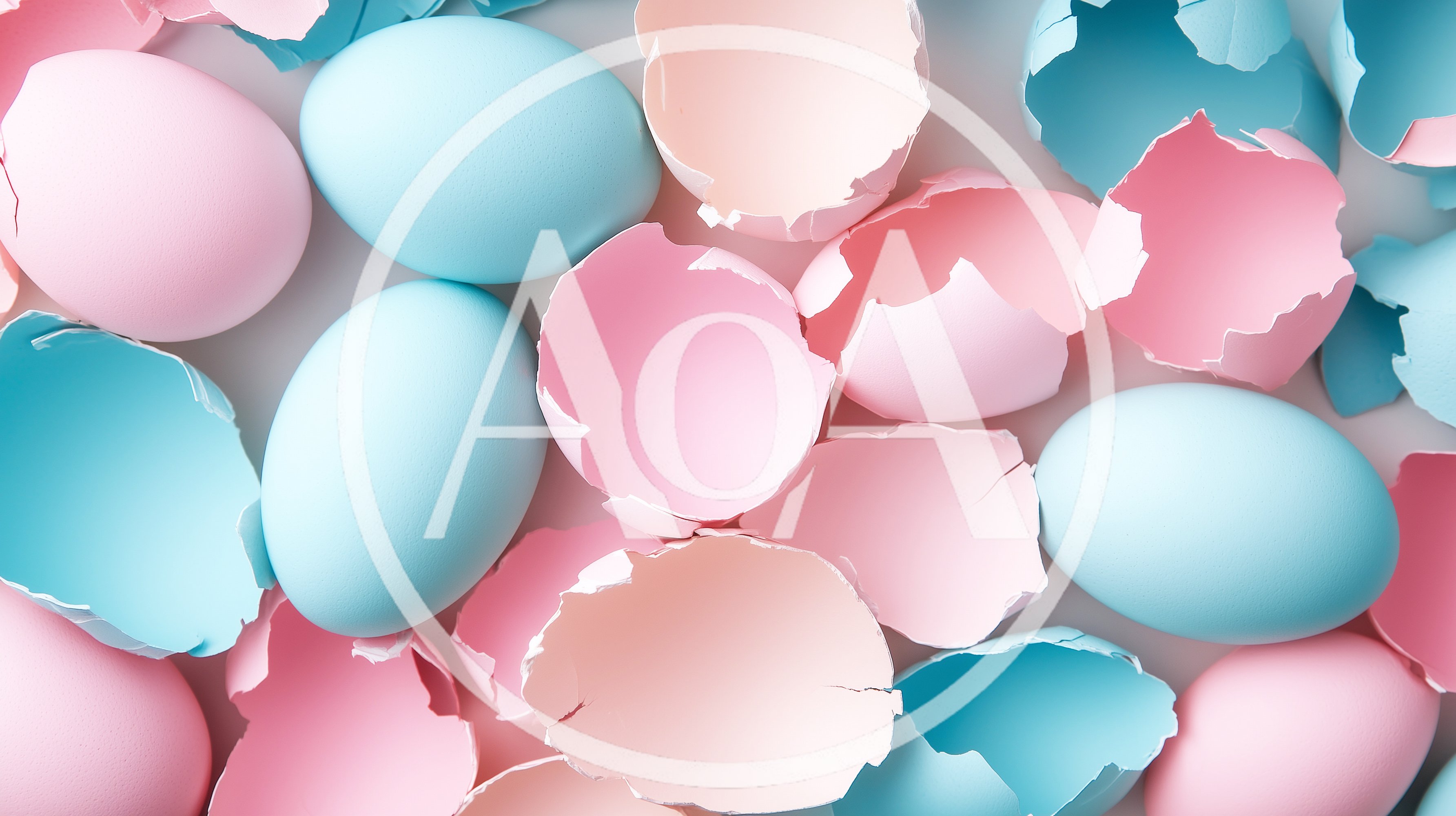 Pastel Colored Easter Eggs and Broken Shells