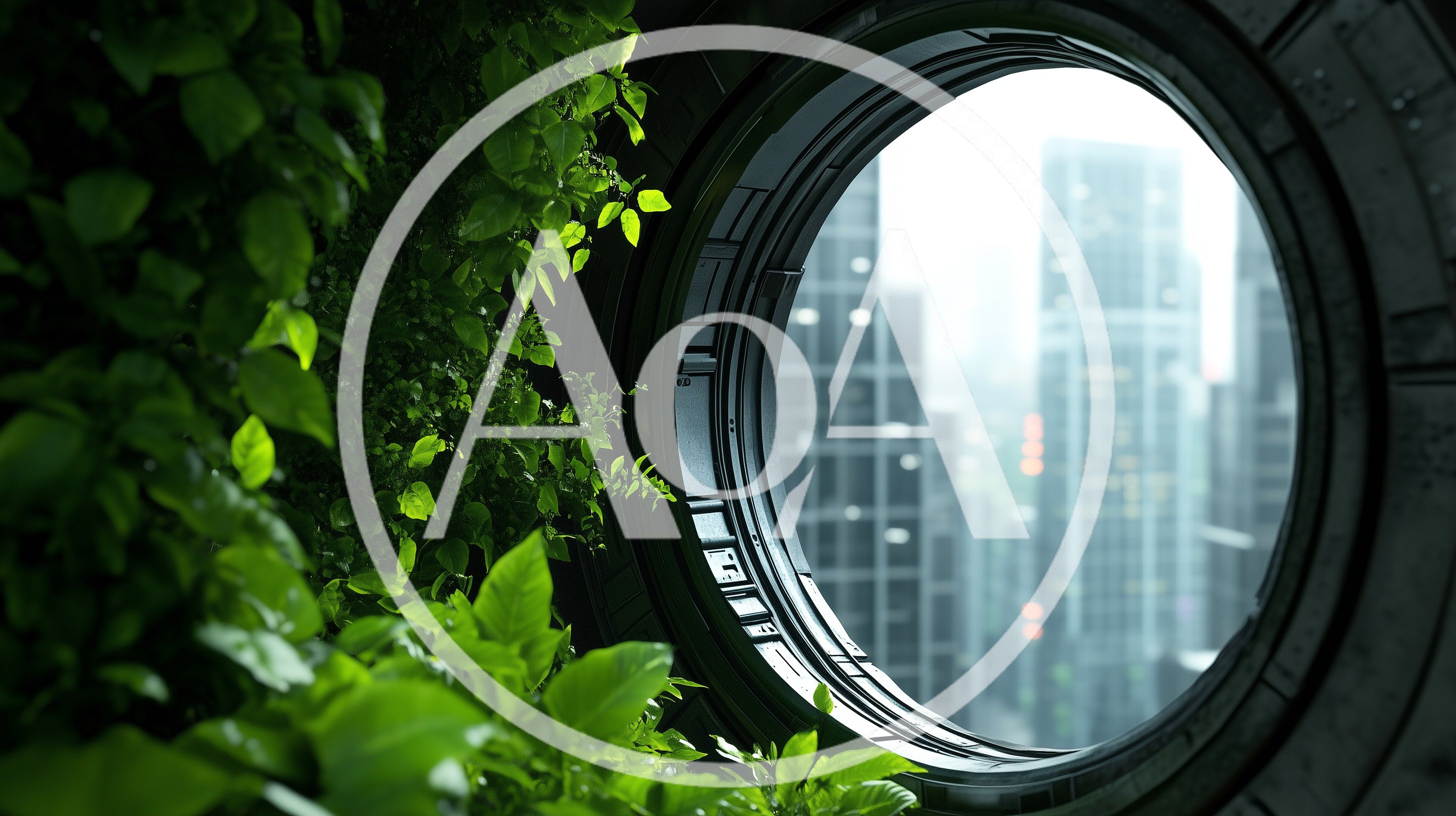 Futuristic Circular Window Overlooking A Modern Cityscape