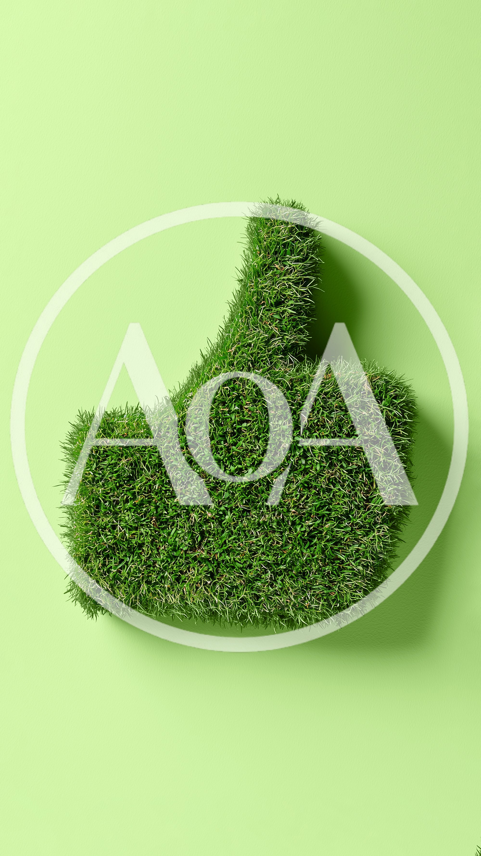 Grass Covered Thumbs Up Icon On Green Background