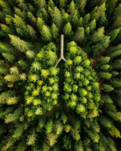 Aerial View Of Forest Shaped Like Human Lungs