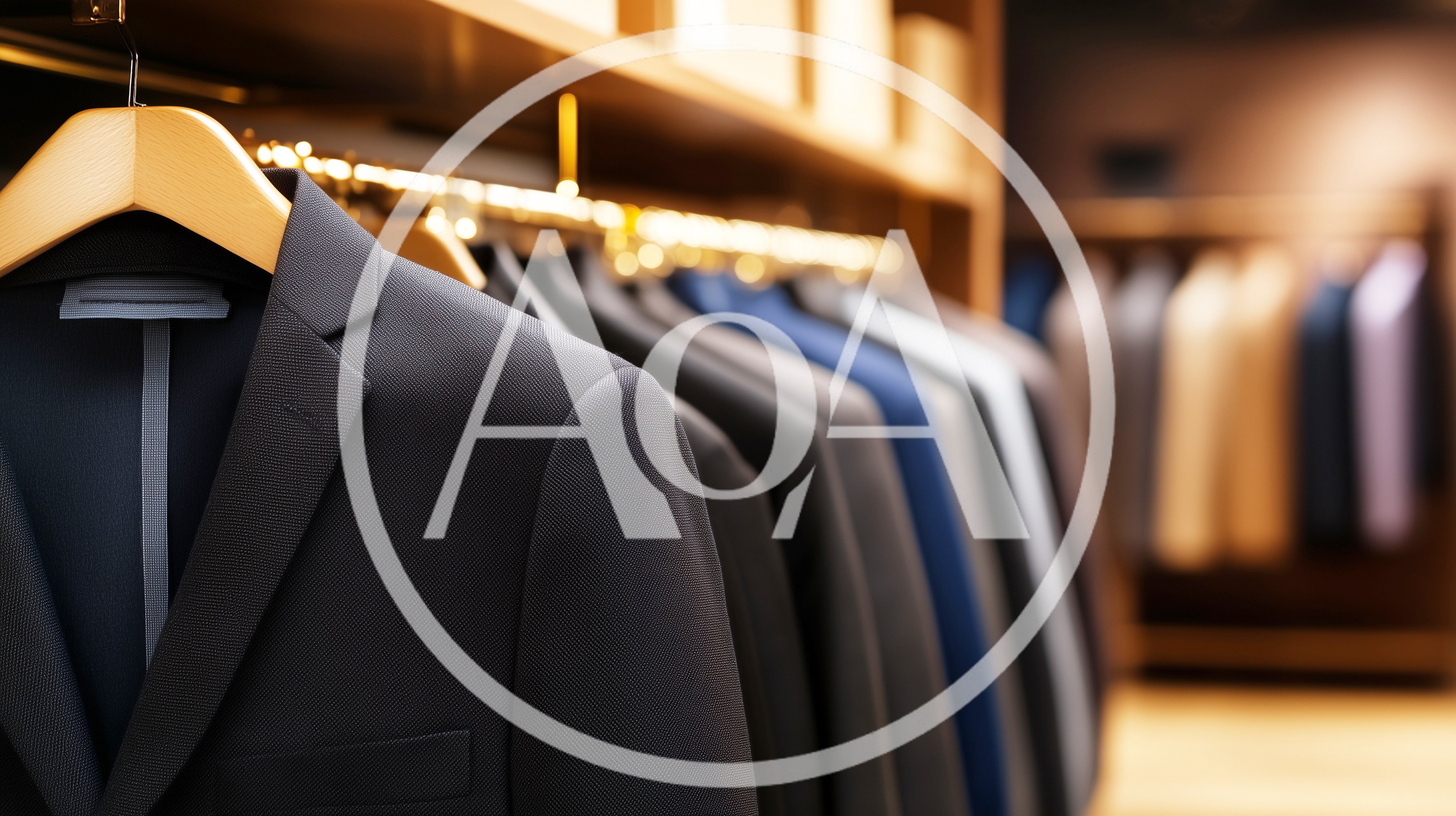 Row Of Formal Suits Hanging In A Clothing Store