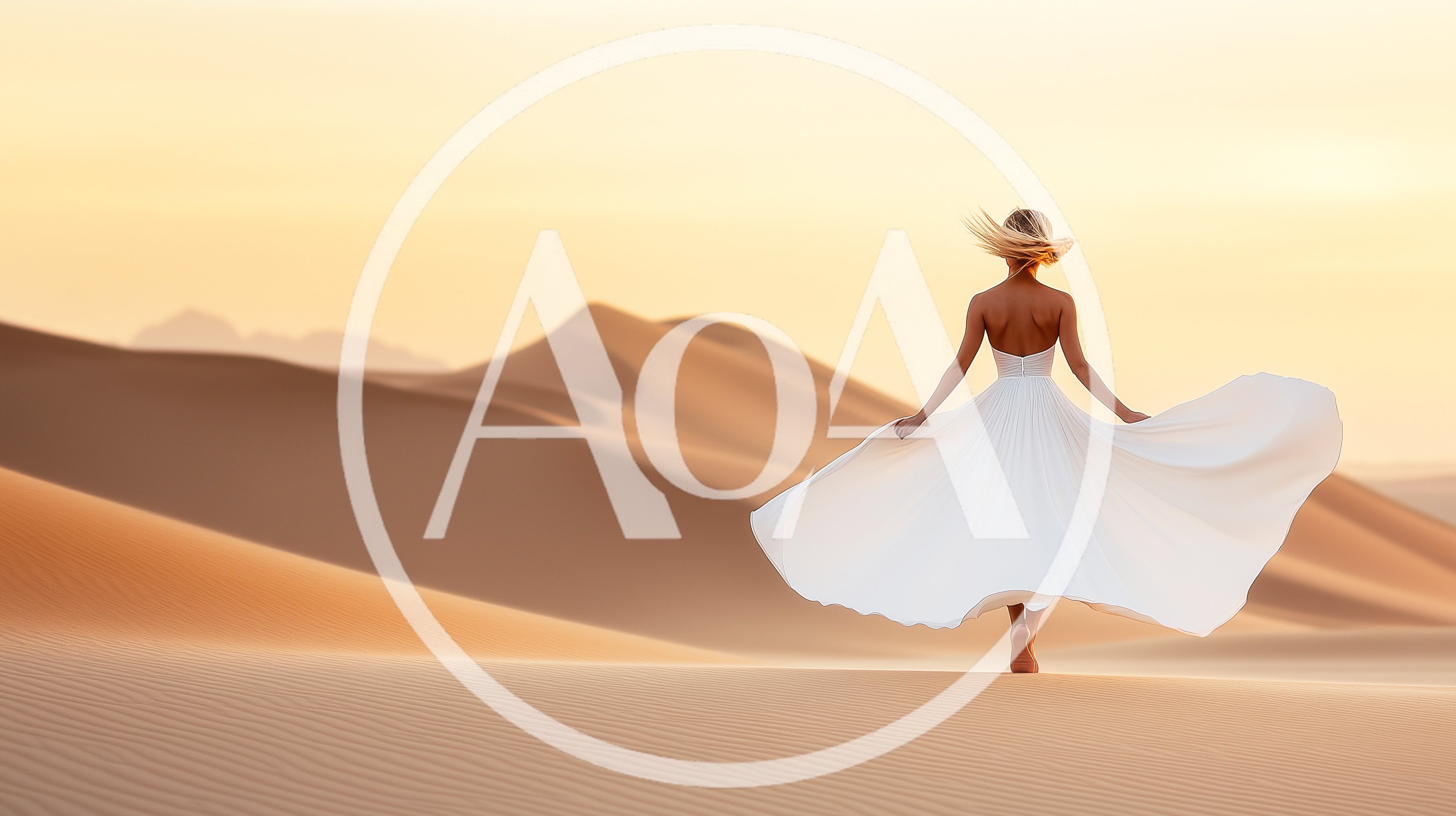 Woman In White Dress Walking Through Desert Dunes
