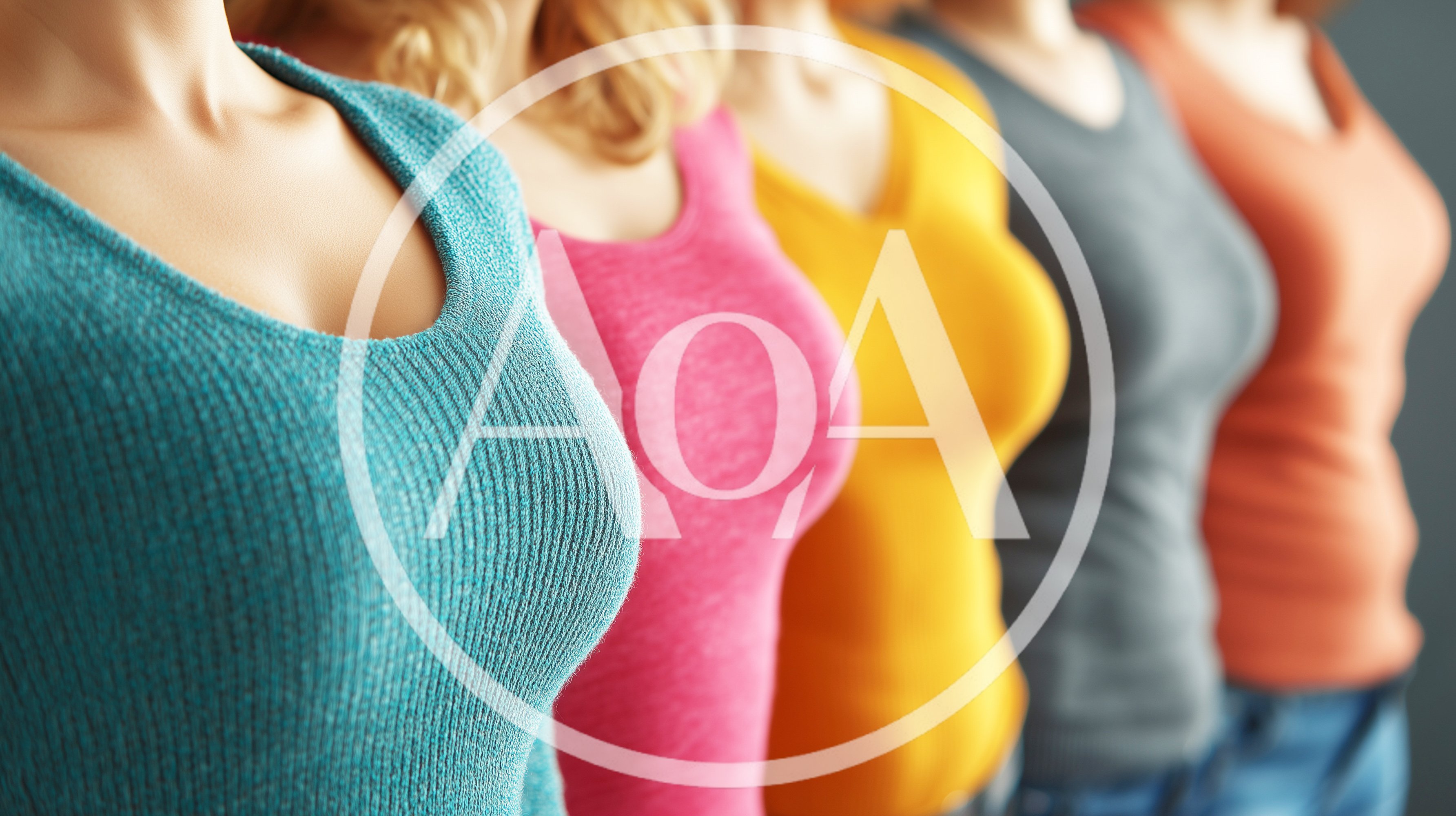 Diverse Women Standing In A Row Wearing Colorful Sweaters