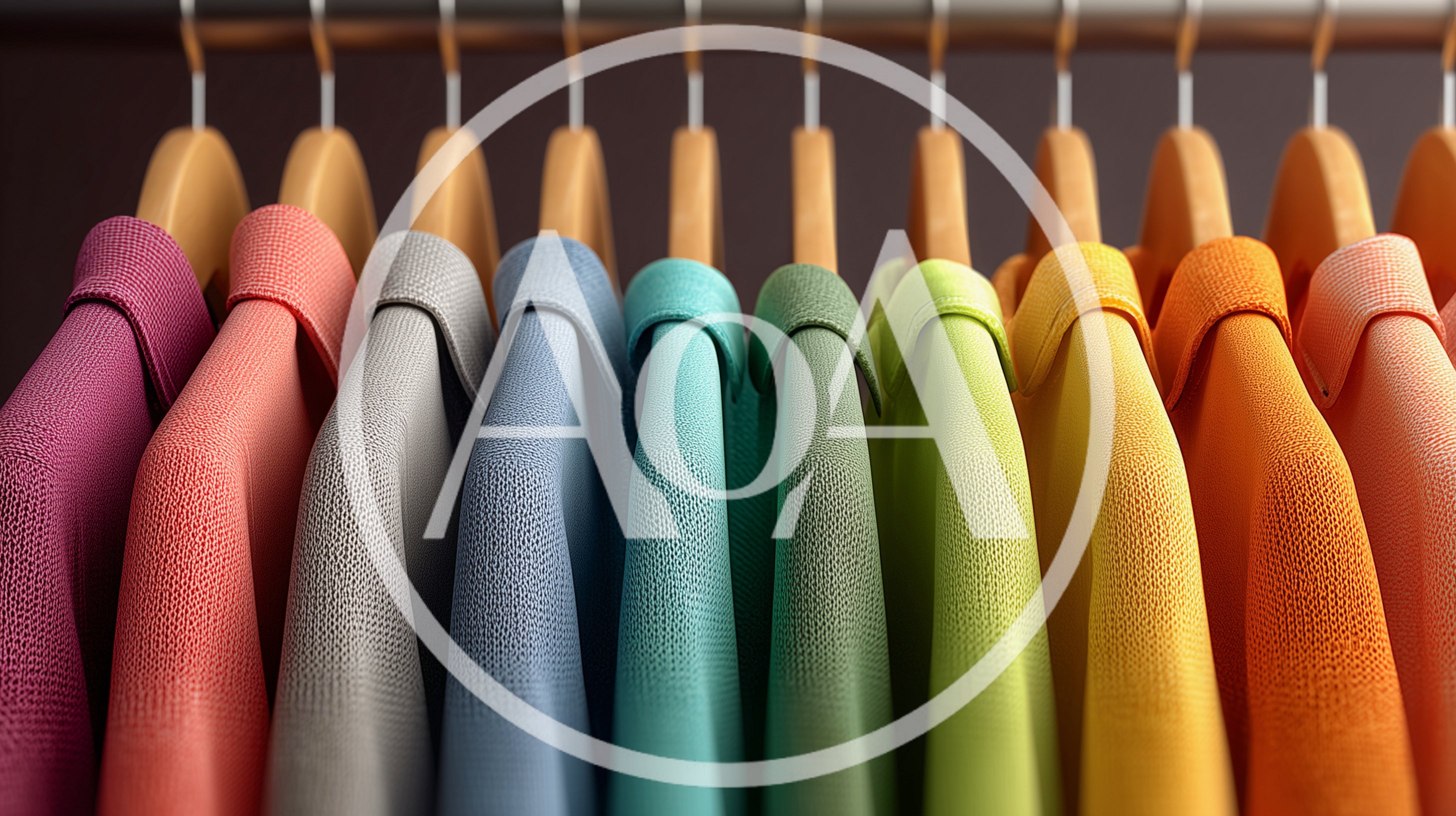 Colorful Polo Shirts Hanging On A Clothing Rack