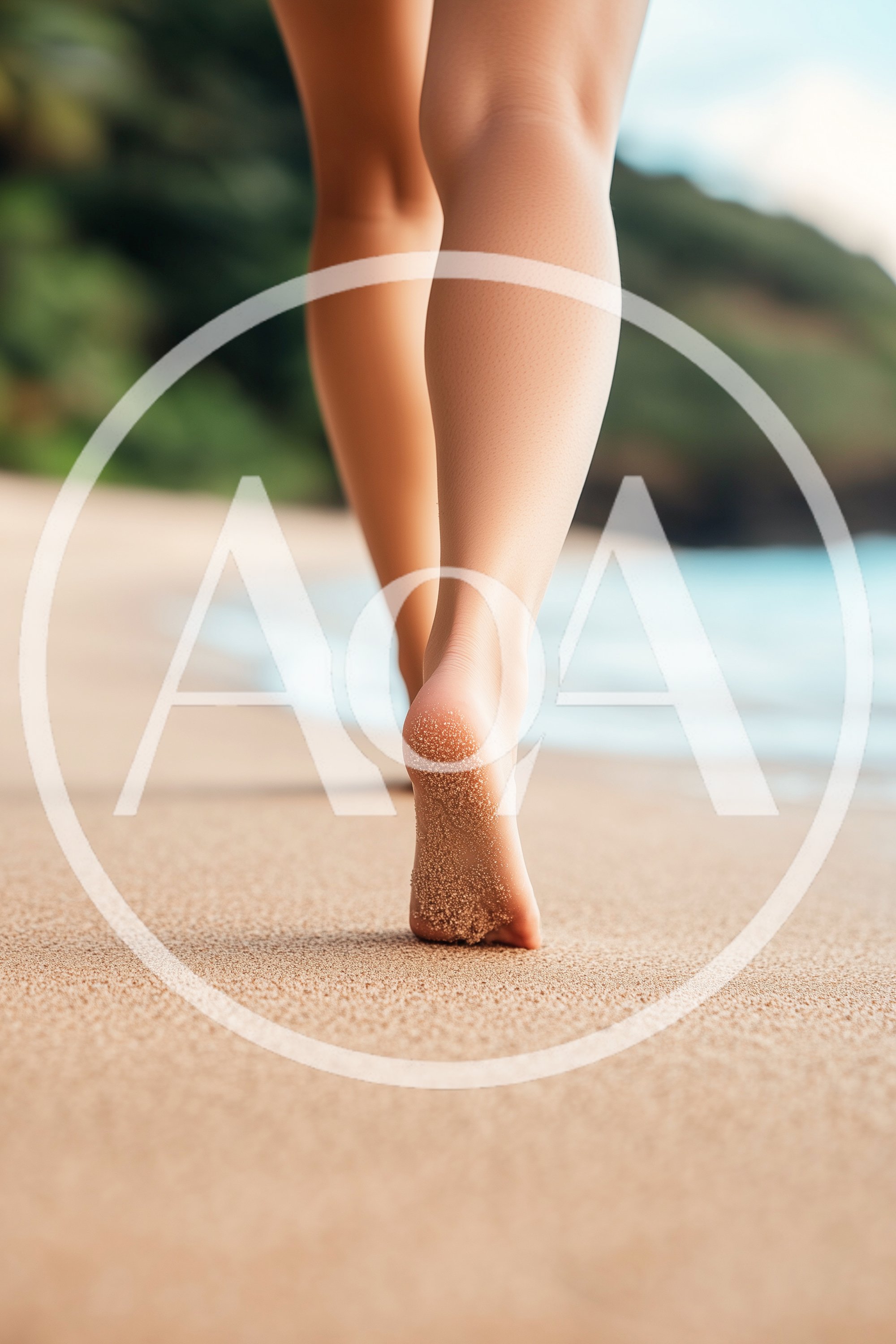 Woman Walking Barefoot On A Tropical Beach