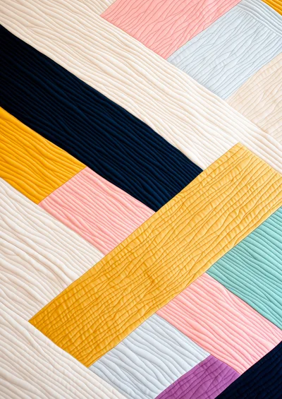 Modern Geometric Quilt With Wavy Texture Pattern