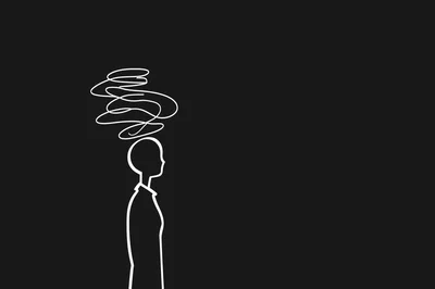 Minimalist Line Art Illustration Of A Confused Person