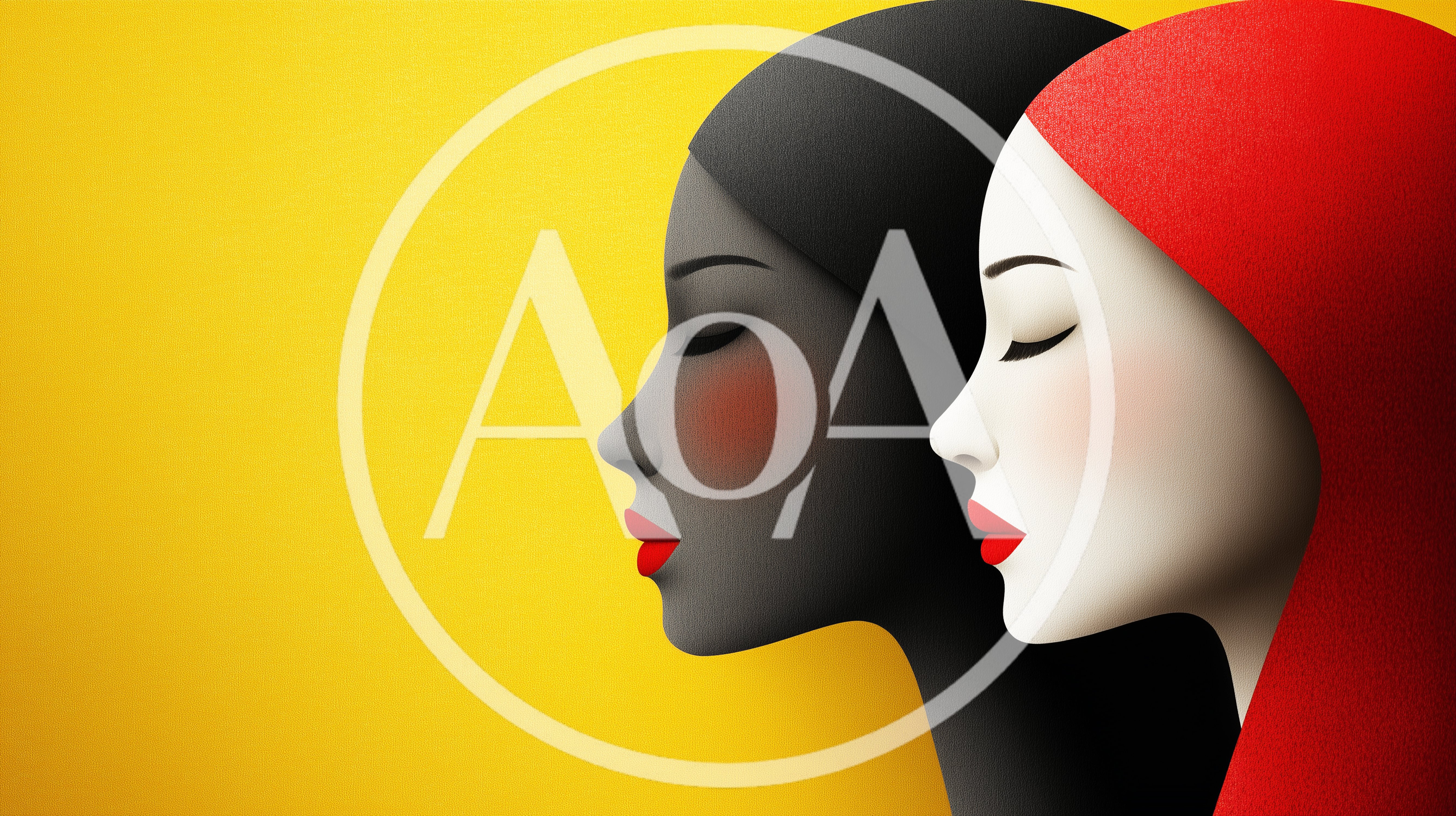 Stylized Profiles Of Two Women In Contrast