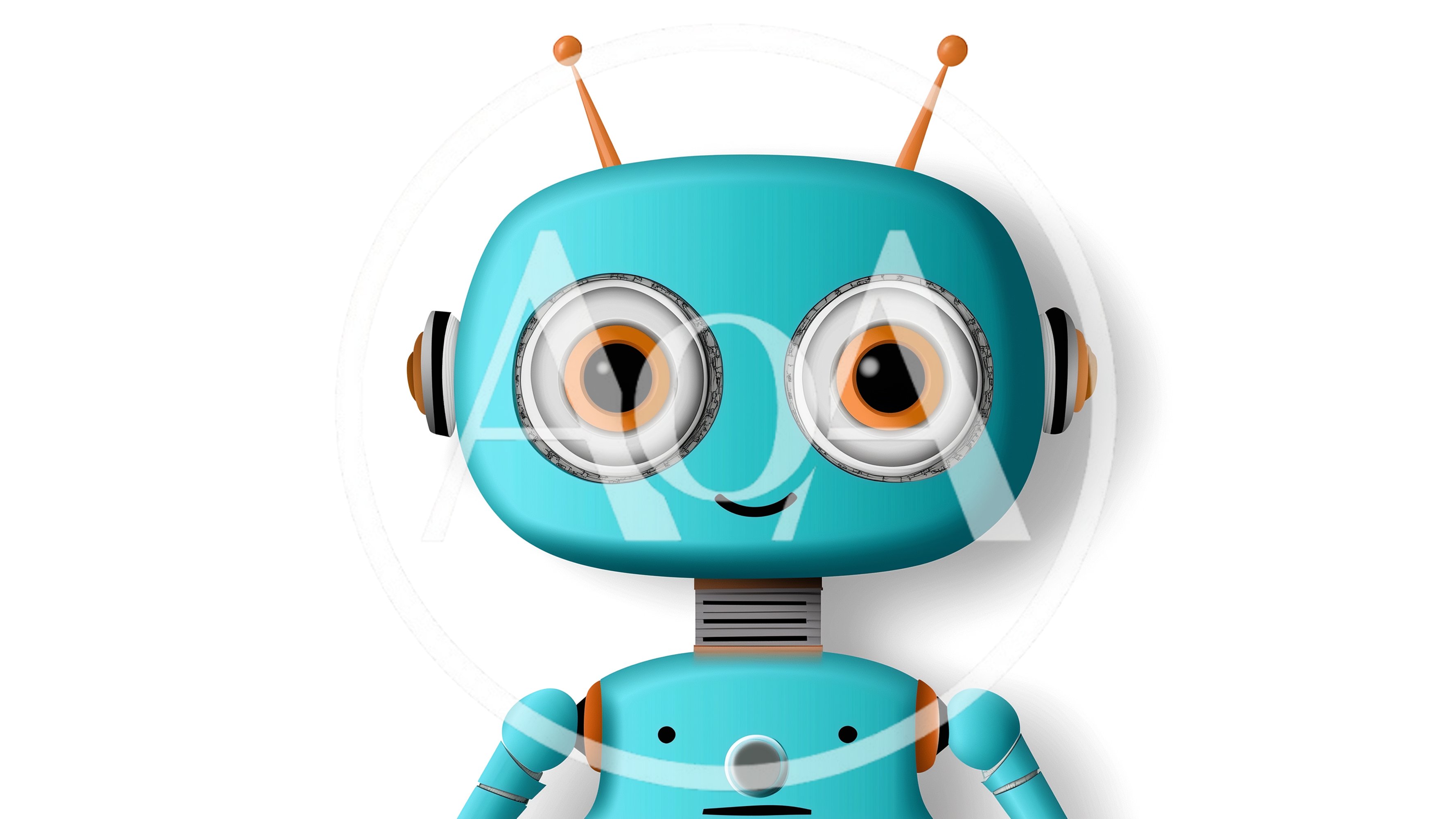 Cute Blue Robot Character With Antennae
