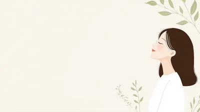Minimalist Illustration Of A Peaceful Woman With Foliage