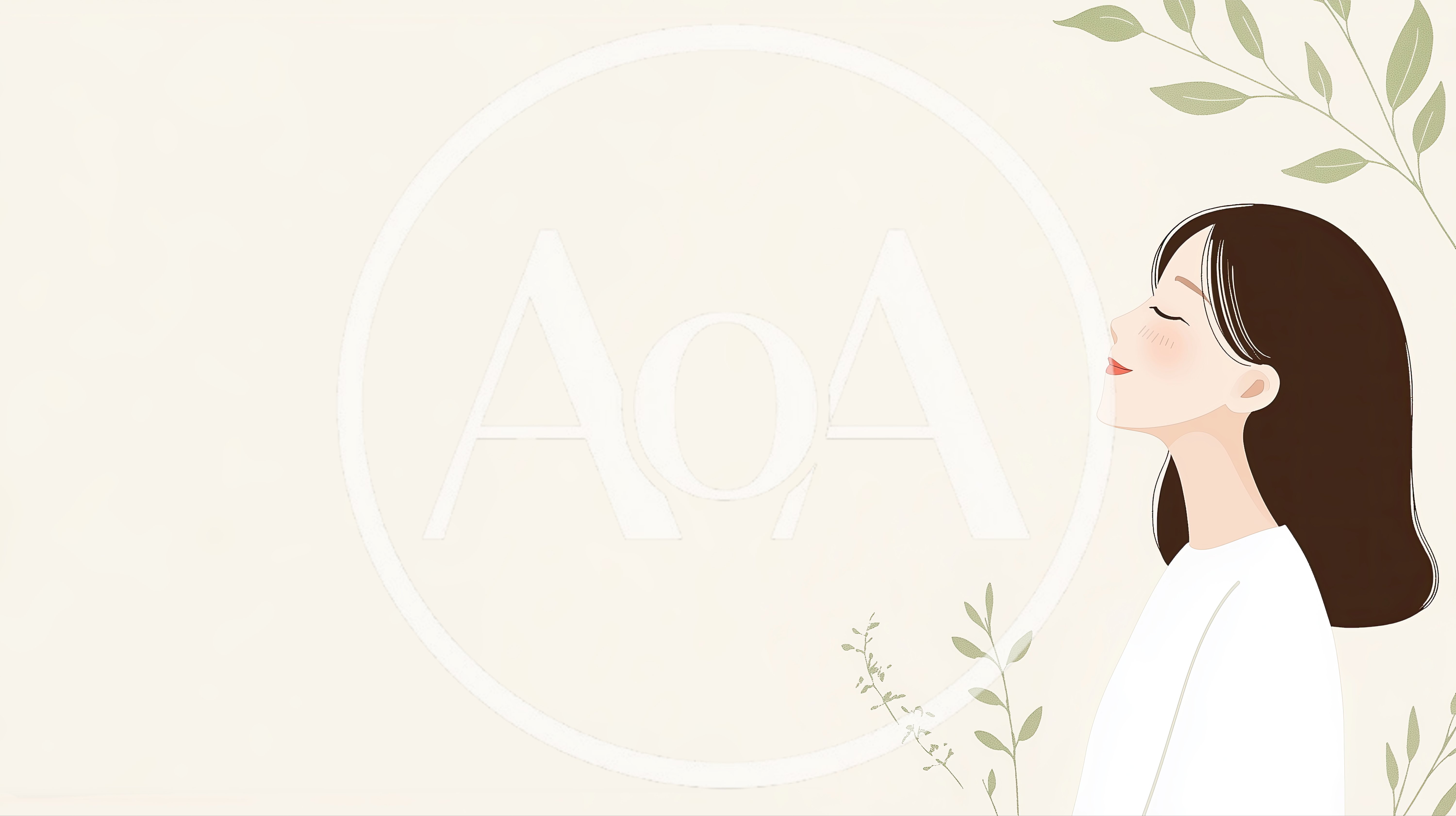 Minimalist Illustration Of A Peaceful Woman With Foliage
