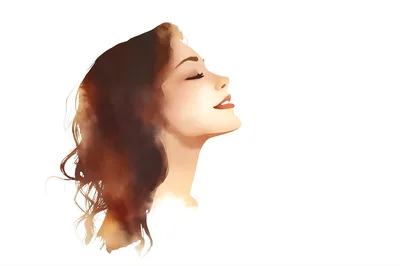 Watercolor Illustration Of A Woman In Profile