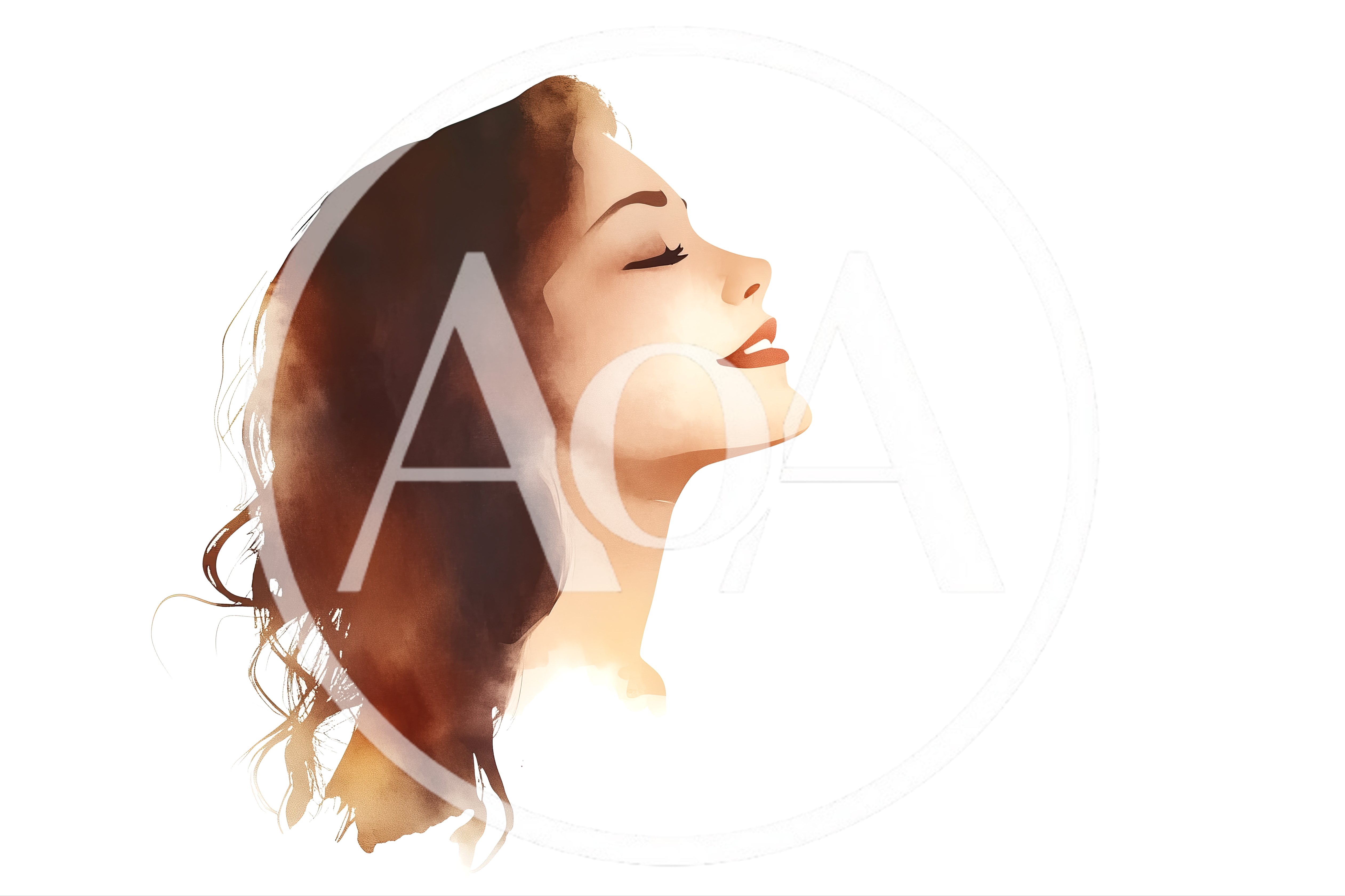 Watercolor Illustration Of A Woman In Profile