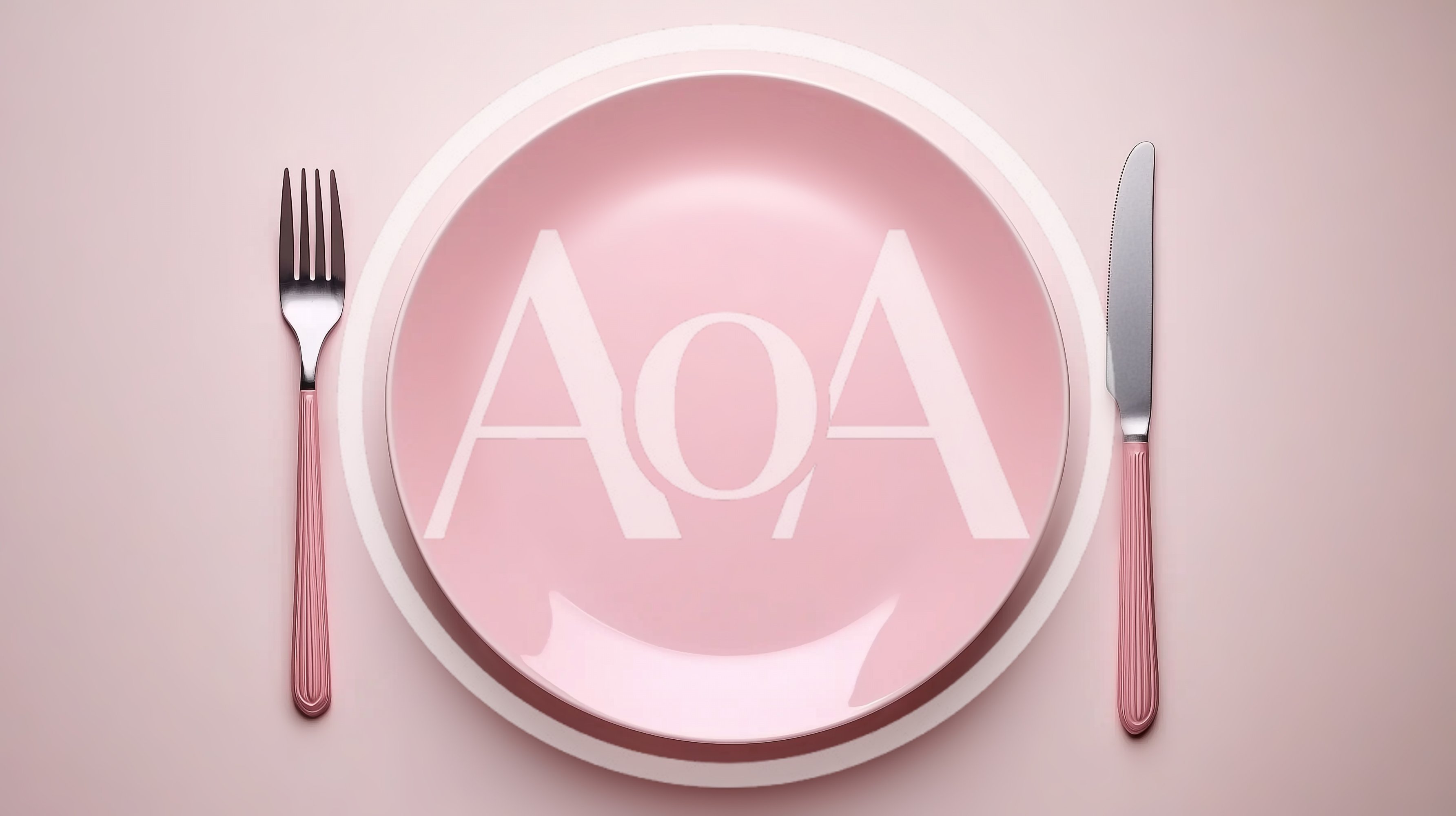 Pink Plate With Matching Fork And Knife