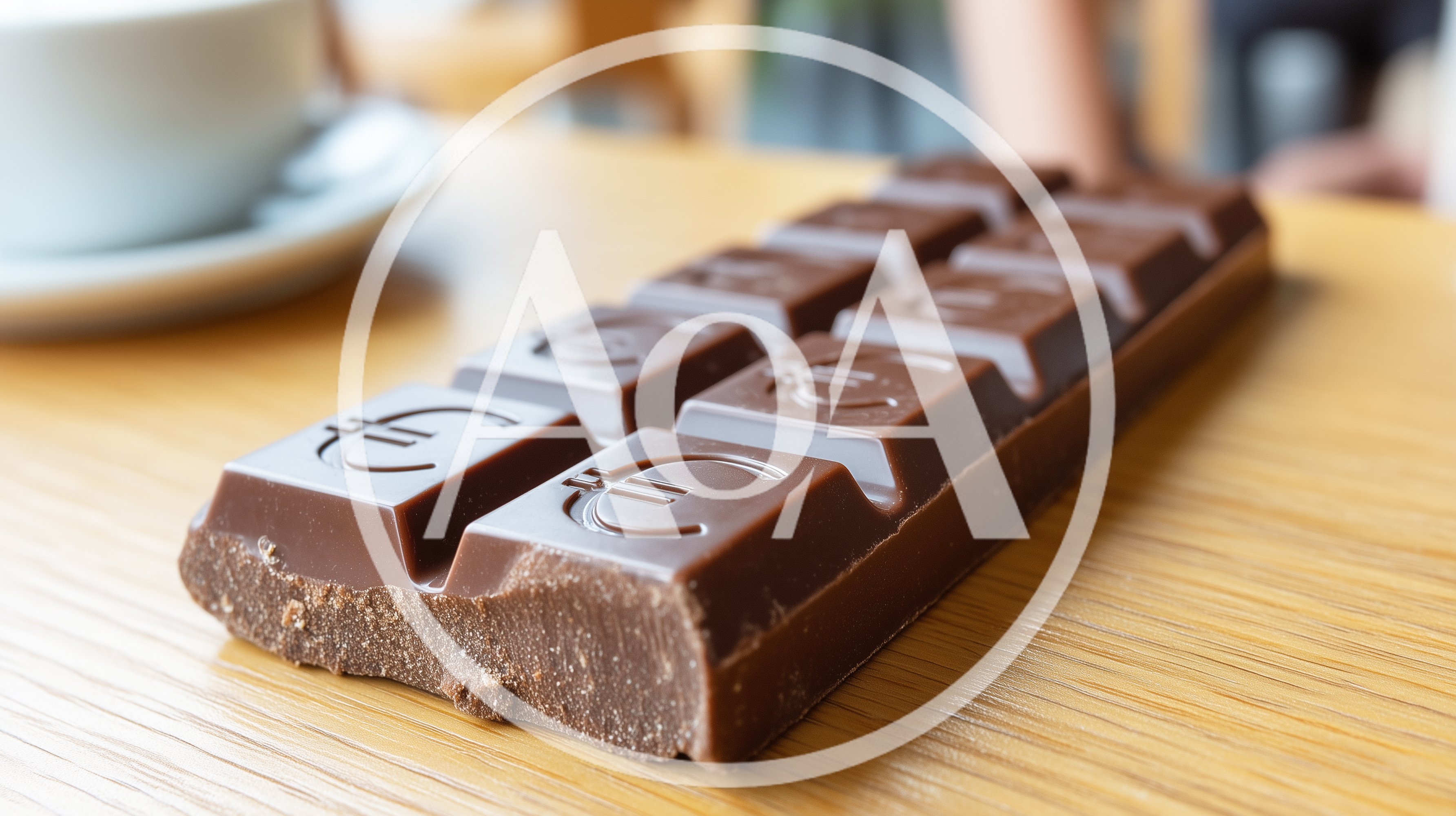Euro Symbol Embossed Chocolate Bar On Wooden Table