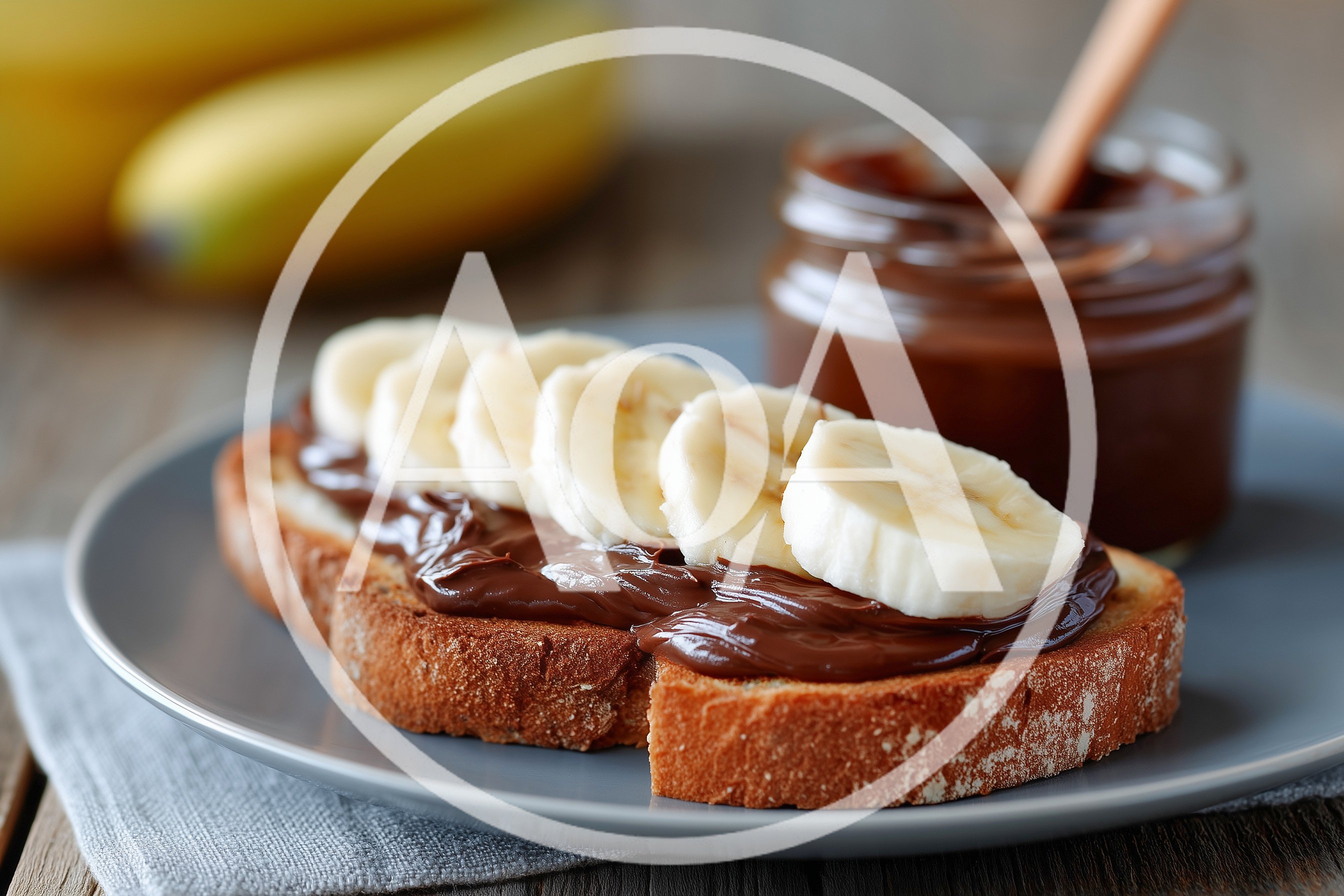 Toast With Chocolate Spread And Banana Slices